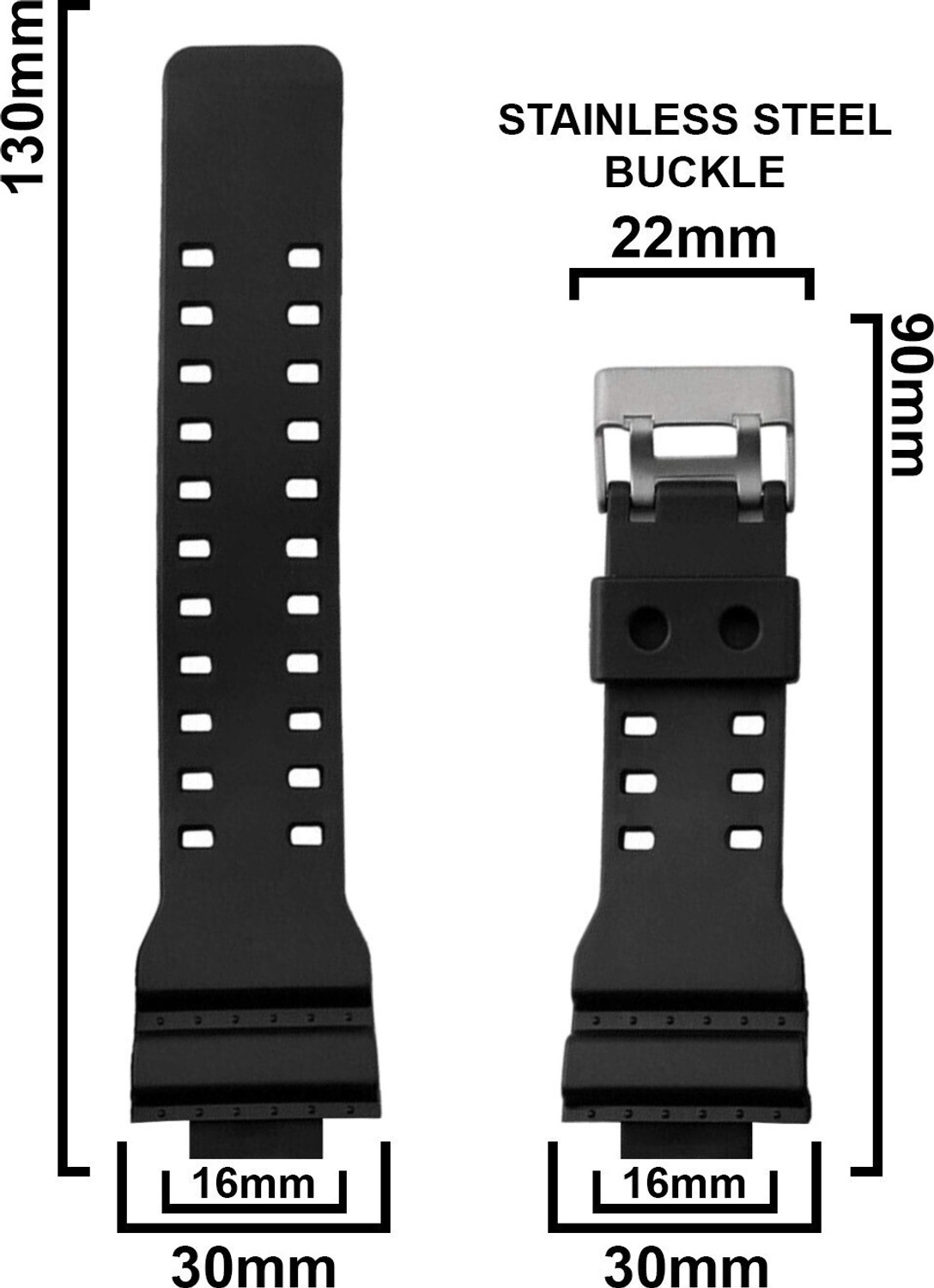 Image of DBLACK [CDS3]CASIO Strap Band for Men's G-SHOCK GD-120, GA-100, GA-110, GA-100C 16 mm Resin Watch Strap (Black)