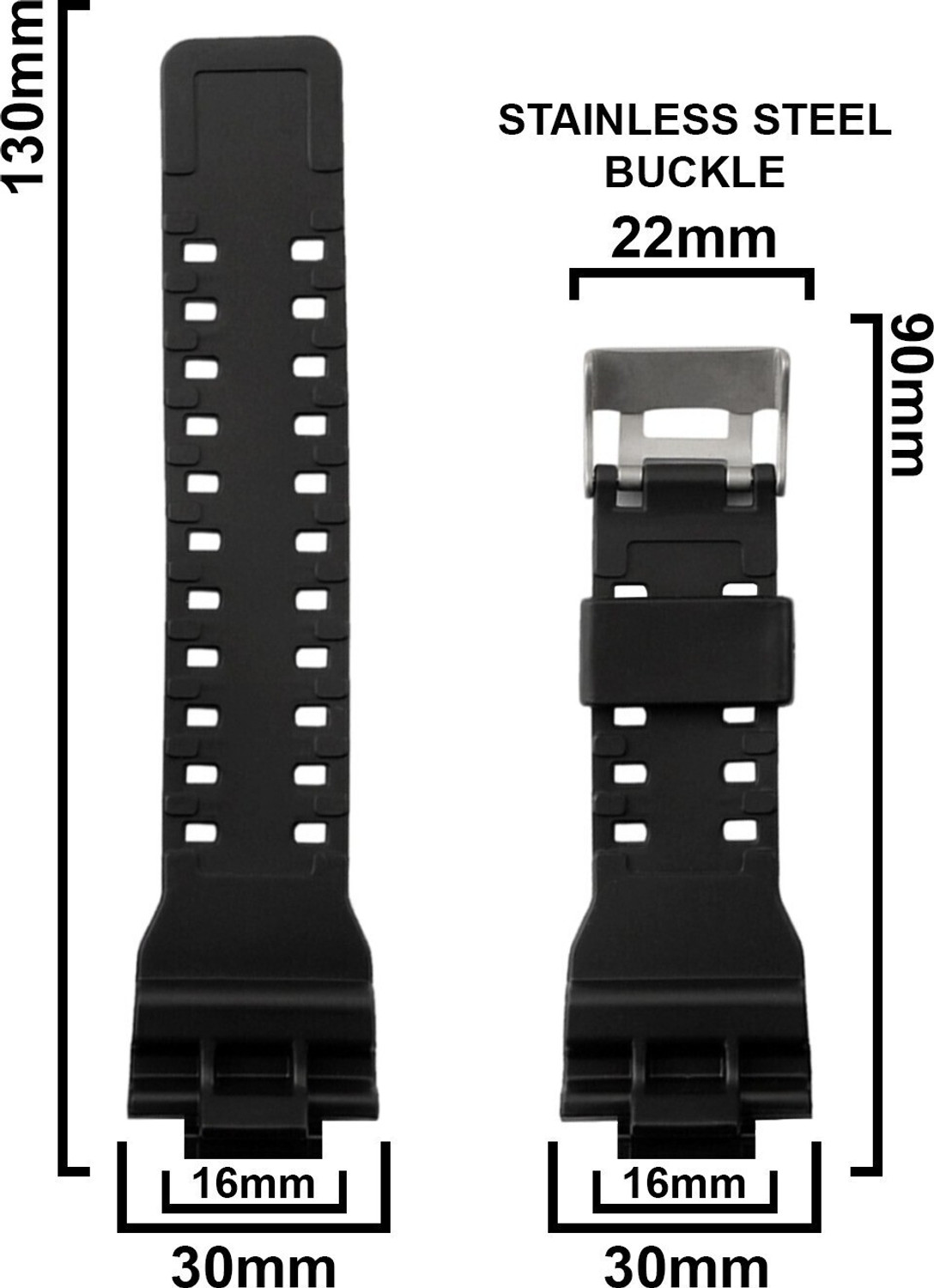 Image of DBLACK [CDS3]CASIO Strap Band for Men's G-SHOCK GD-120, GA-100, GA-110, GA-100C 16 mm Resin Watch Strap (Black)