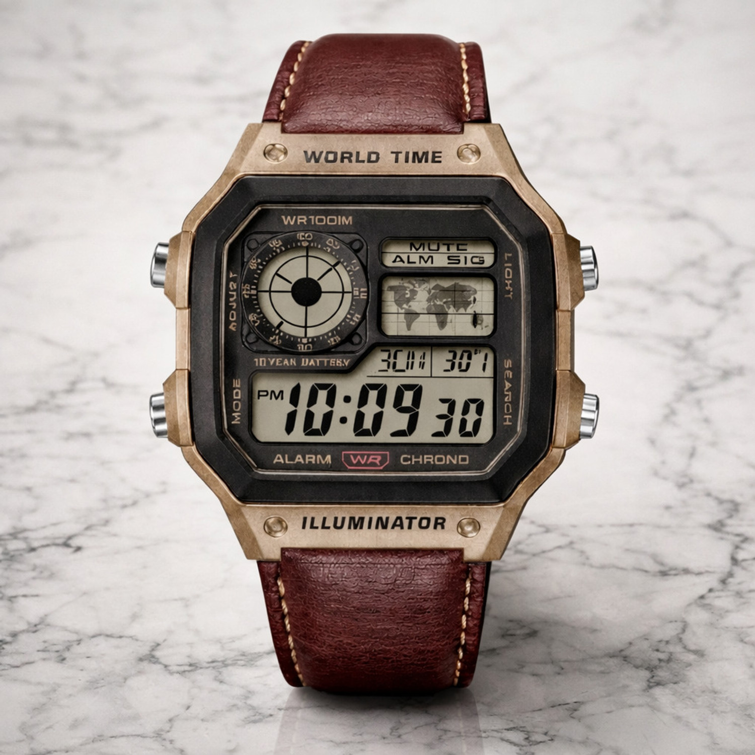 Image of sapre.pro Leather strap Analog-Digital Watch - For Men Watch Black /Silver