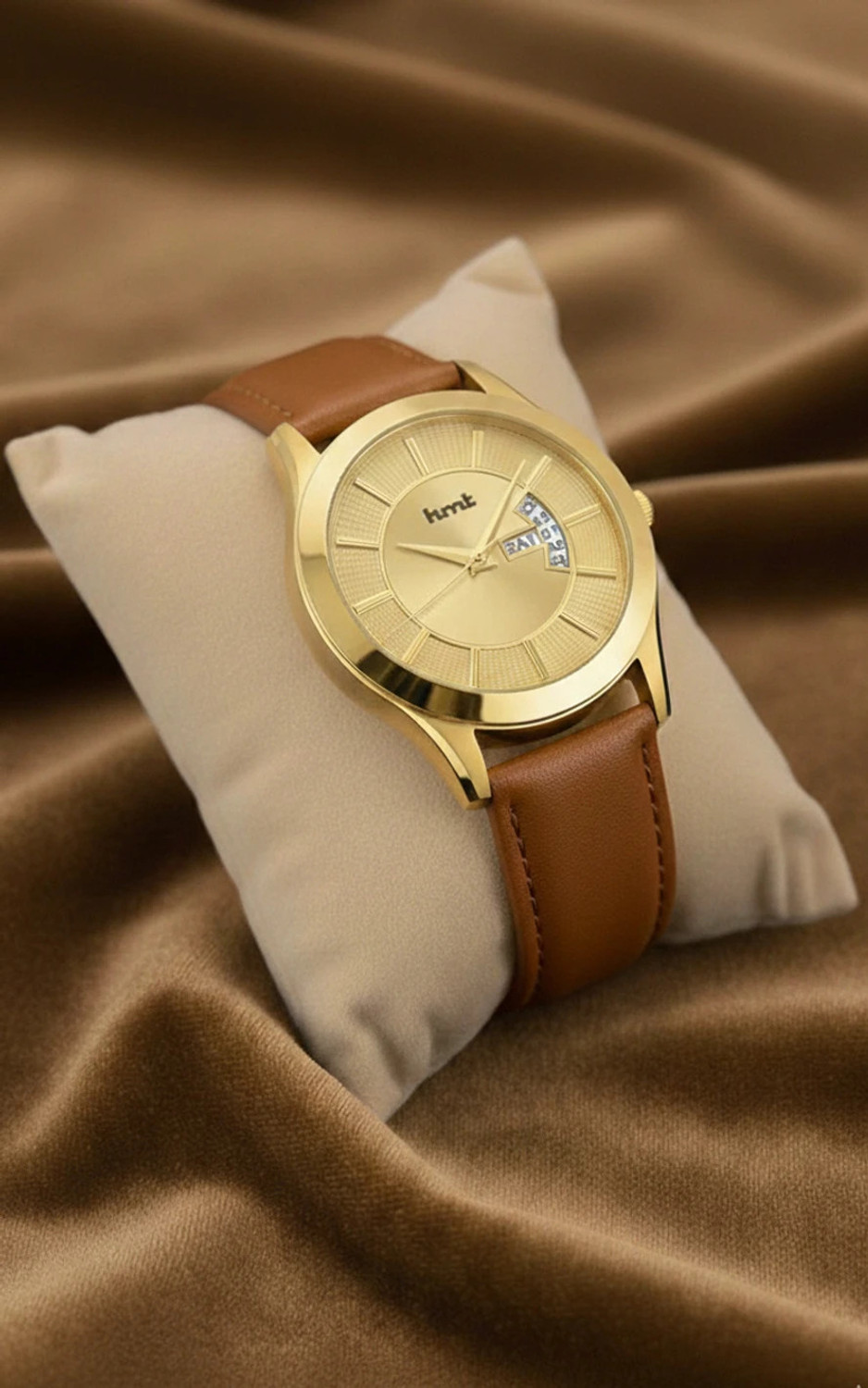 Image of homt Silver Round 38mm Brown Belt Quartz Analog Watch - For Men T0043YL01 - 38mm #JustHere