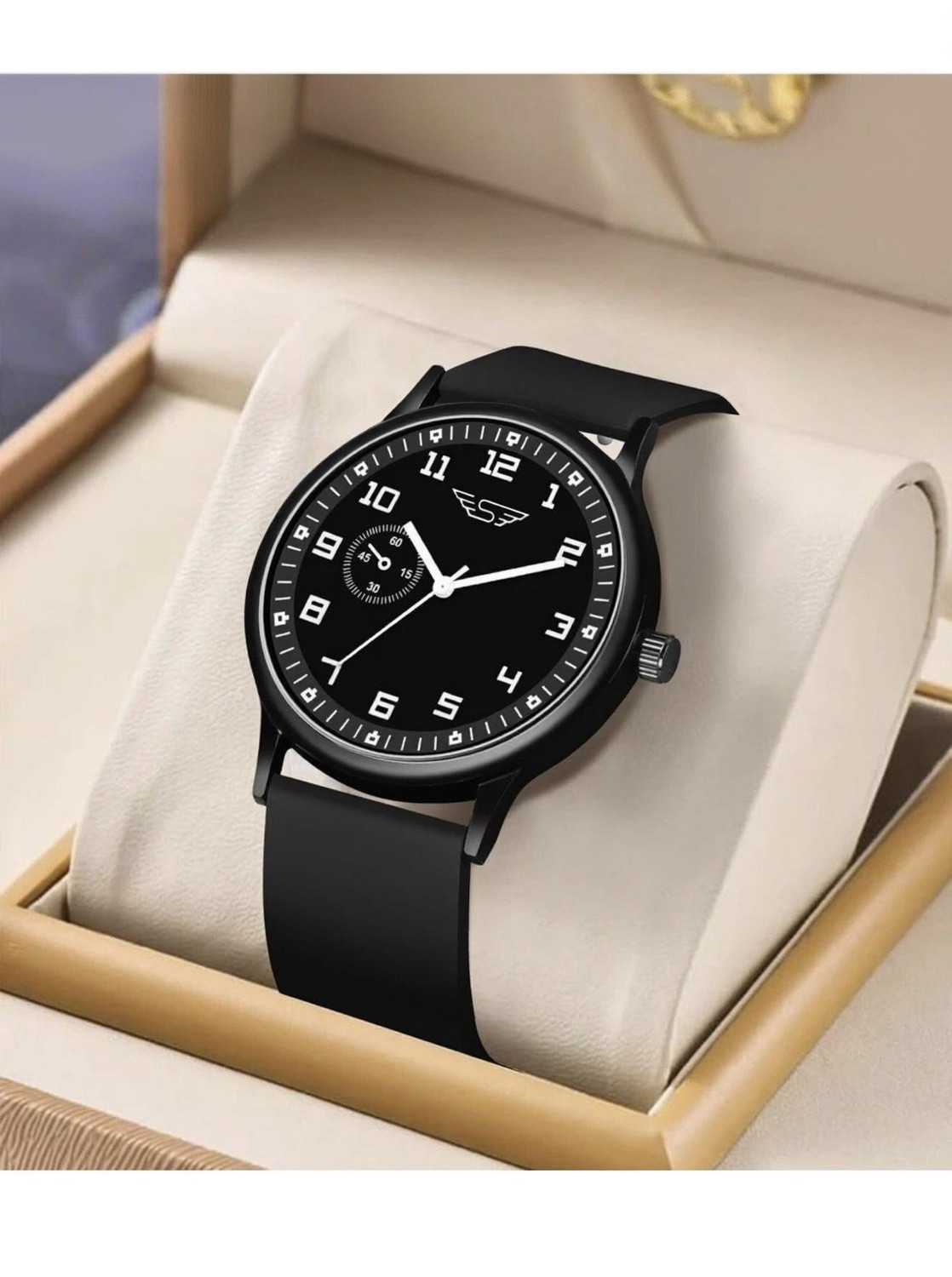 Blue Pearl Men's Analog Watch SL-69 Black Dial Silicone Strap - Image 1