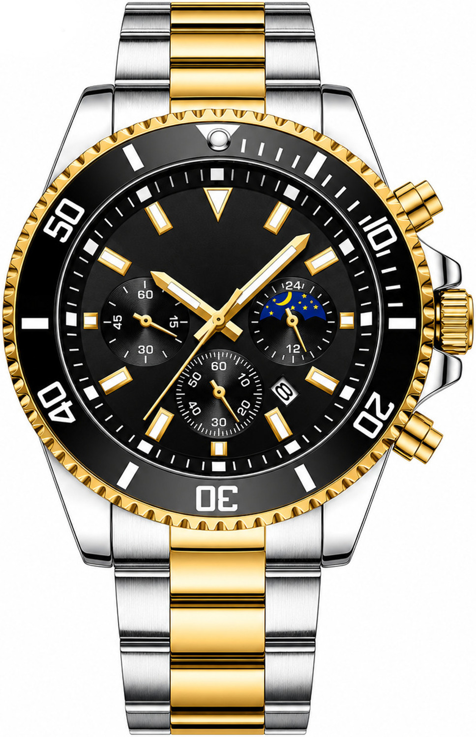 Image of Kitcone Analog mens watches watches for men 112J Analog Watch - For Men MENS WATCHES WATCHES FOR MENS LATEST STYLISH GOLDEN METAL DIAMOND STUDDED 112J
