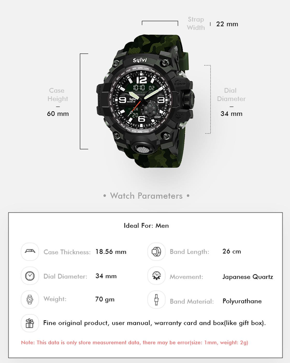 Image of Sylvi FRIST CAMOGREEN - Analog Digital Sports Watch Analog-Digital Watch - For Men Sporty Military Army Watch For Boys & Men