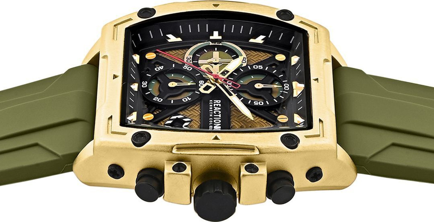 Image of Kenneth Cole Reaction Men's Green Chronograph Watch | Green Tonneau Dial Analog Watch - For Men KRWGO0071204
