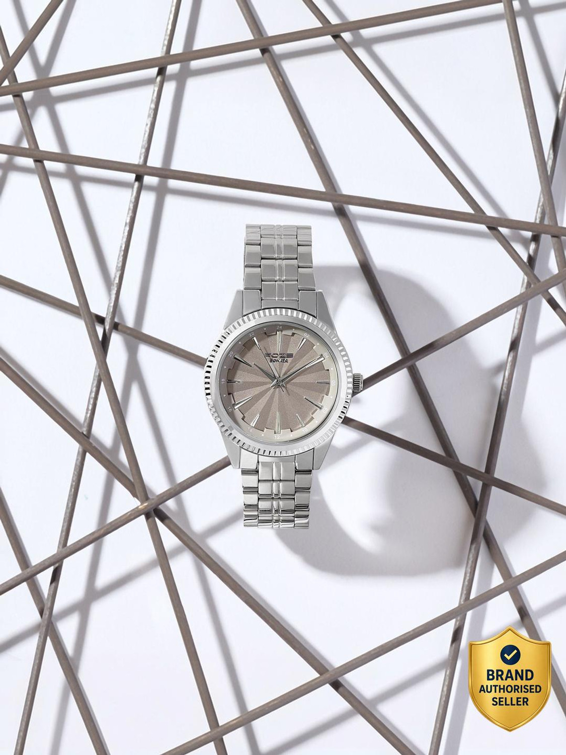 SONATA Poze 7 Taupe Dial Silver Sheet Metal Strap Watch - Image 6