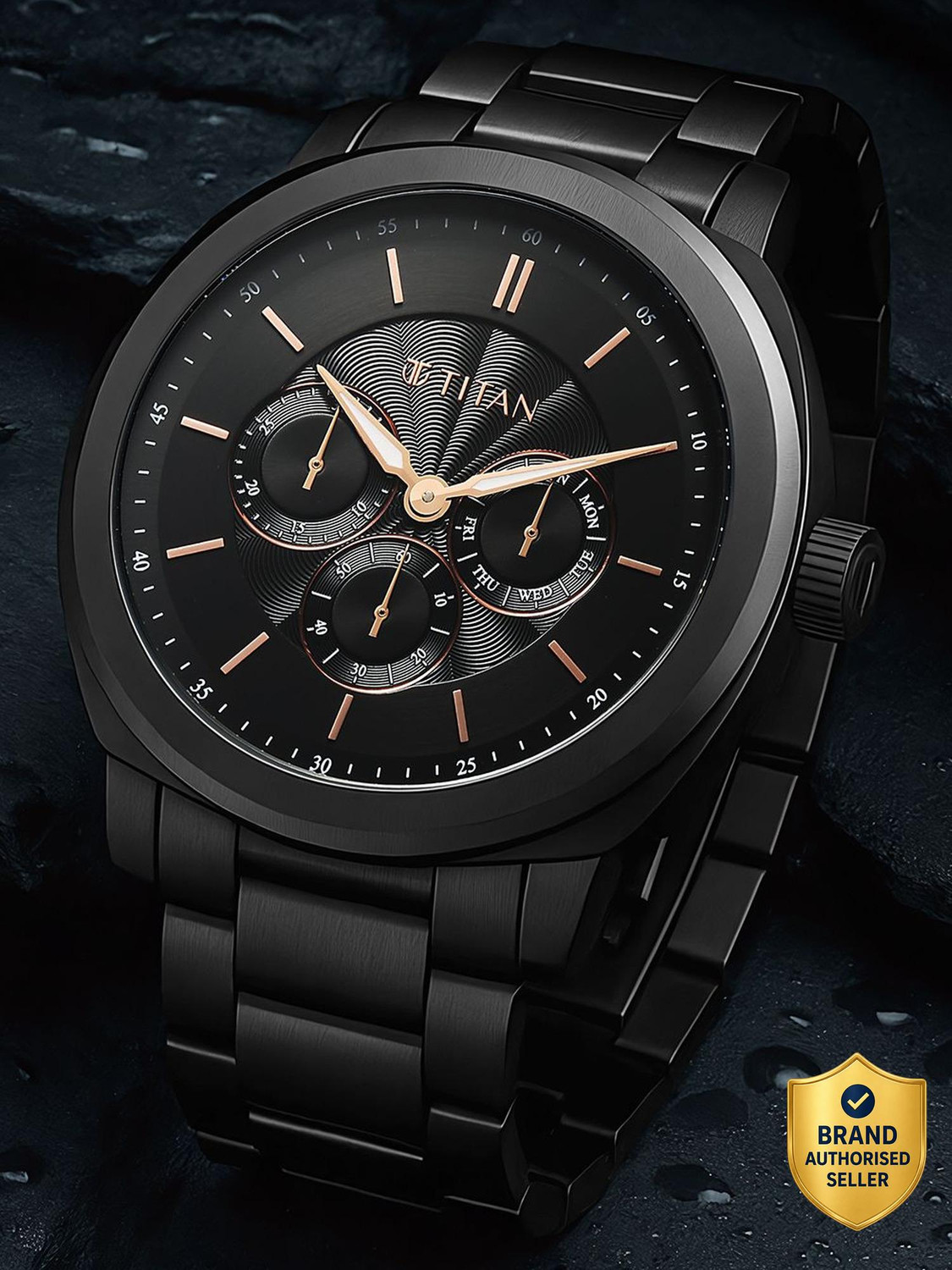 Titan Regalia Arc Quartz Black Men's Watch - Image 1