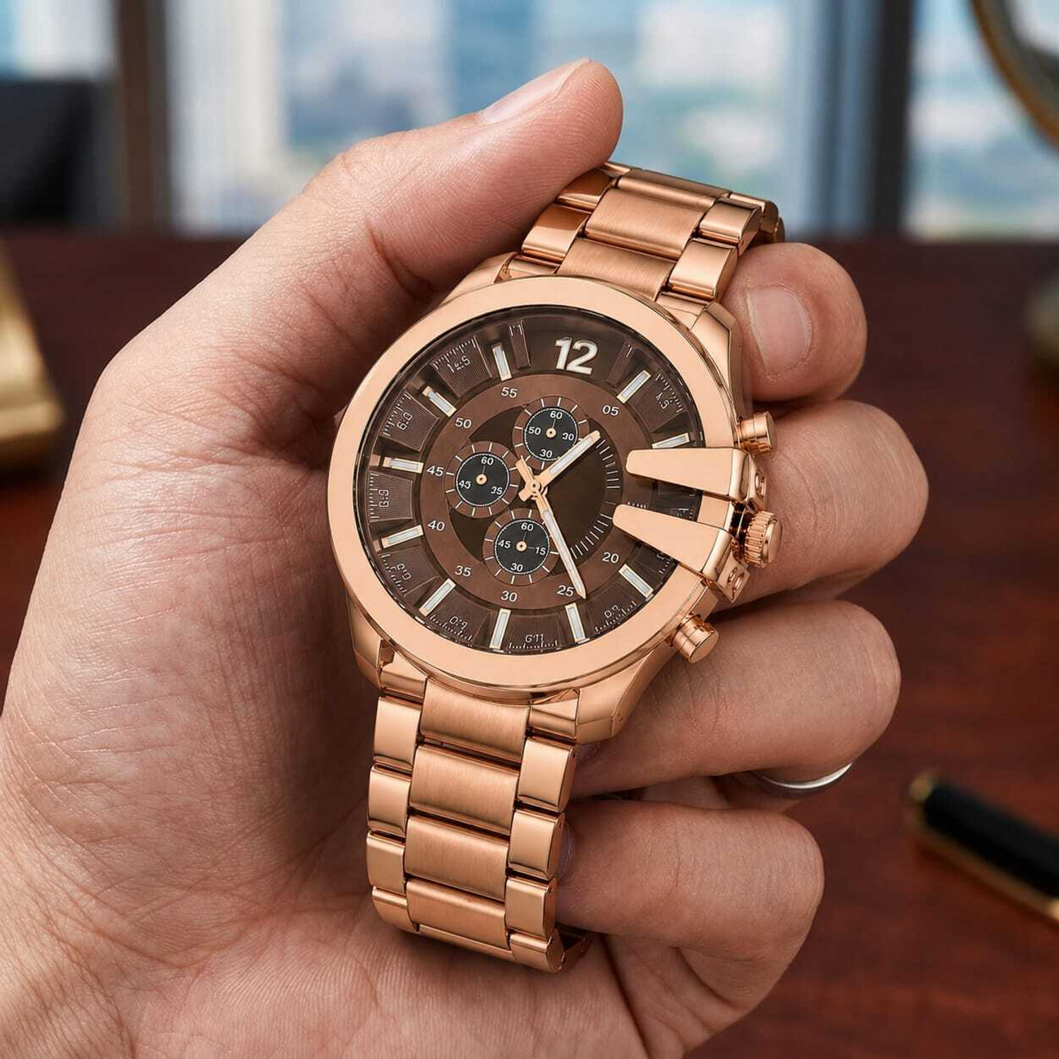 Image of GLOWVITY Analog Watch - For Men ELEGANT BROWN DIAL ANALOG WATCH FOR MEN-08