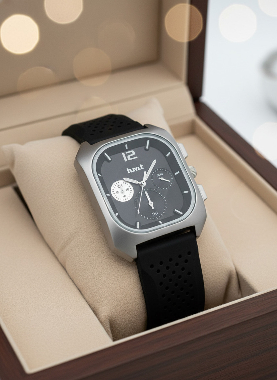 Image of hmt QUARTZ Plain Square Original Silver Plated For Boys Analog Watch - For Men 440 Silver Dial 2 Tone Chain