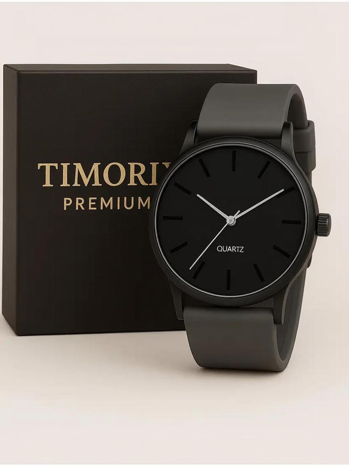 Timorix Silicone Quartz Analog Watch for Men, Black - Image 1