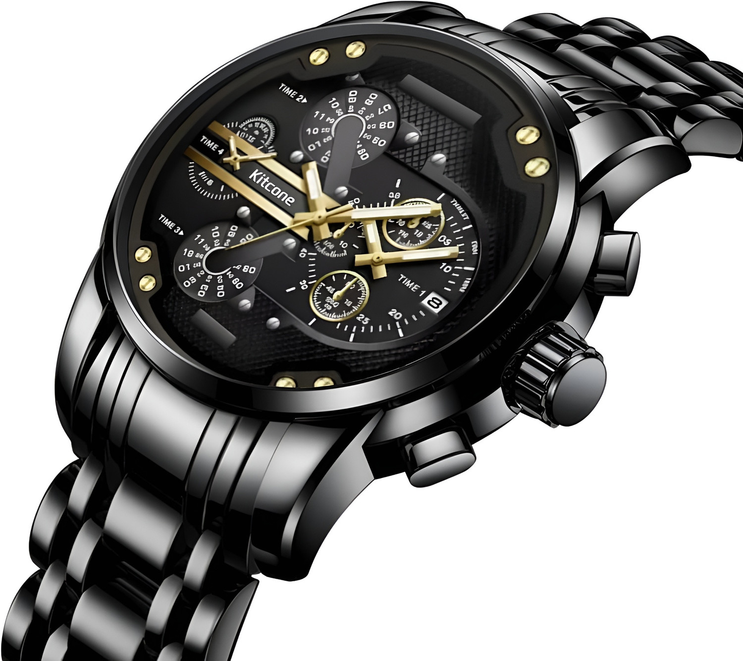 Image of Kitcone Analog Watch - For Men MENS WATCHES WATCHES FOR MENS LATEST STYLISH GOLDEN METAL DIAMOND STUDDED -dmj1