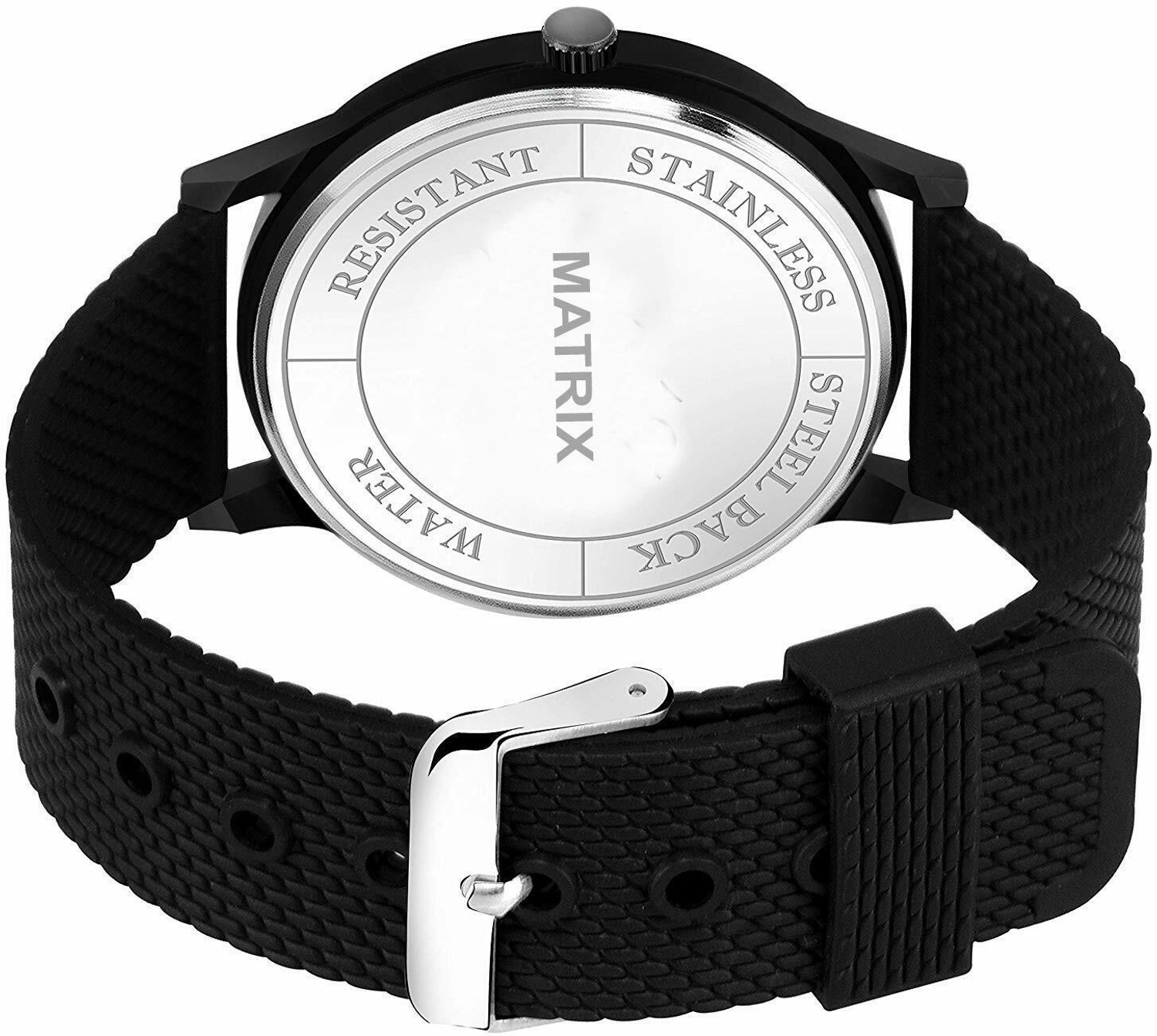 Image of MATRIX Silicon Mesh Strap Day & Date Functioning Analog Watch - For Men Pair Of 2 Black Analog Day & Date Wrist Watch