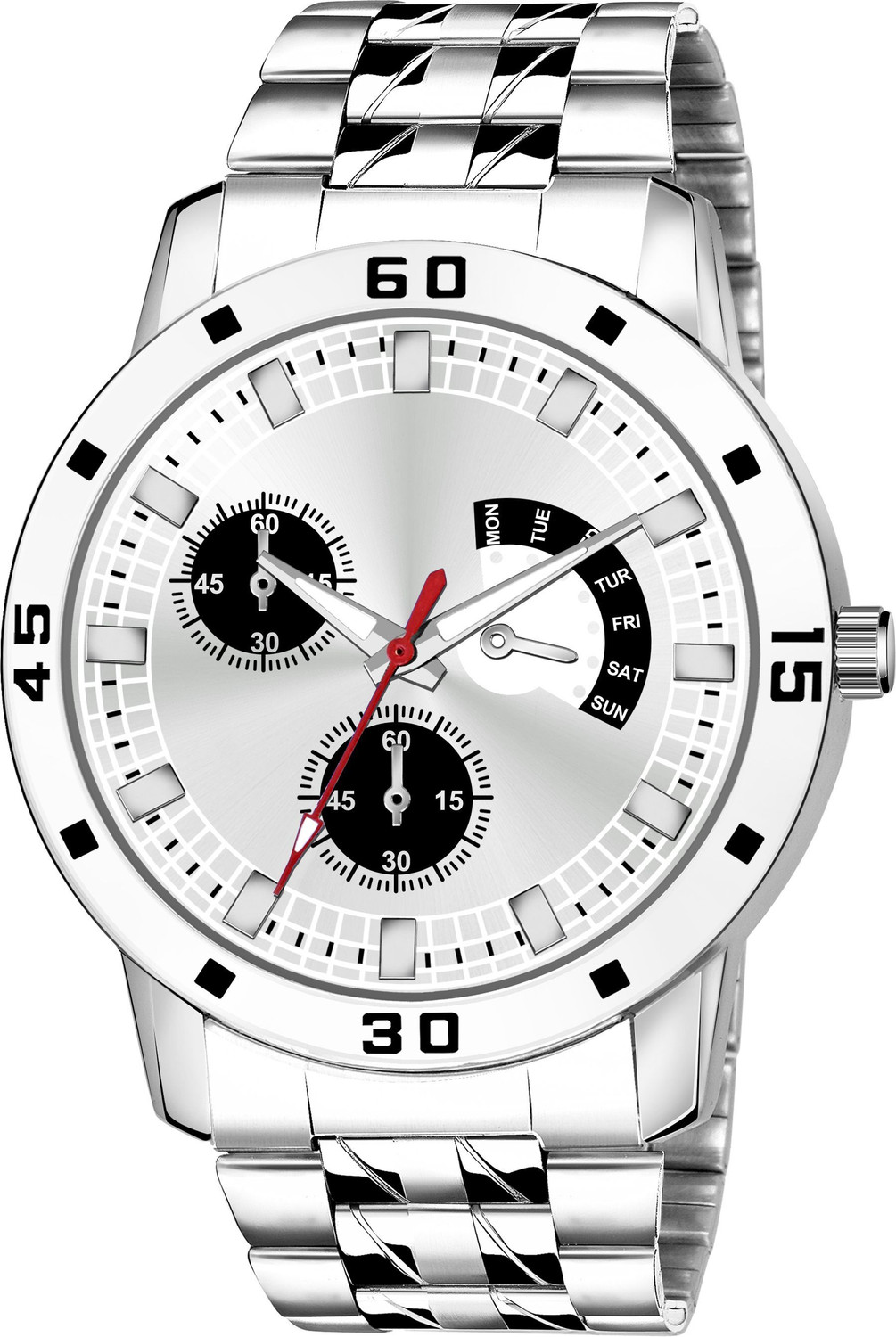 Praizy Times Stainless Steel Sports White Dial Chain Watch for Men and Boys No Chronograph Dial Watch for Men and Boys Style Premium Dial Premium Watch for Men Style - à¤²à¥à¤à¥à¤ à¤à¥ à¤²à¤¿à¤ à¤à¤¨à¤¾à¤²à¥à¤ à¤à¤¡à¤¼à¥ - Image 1