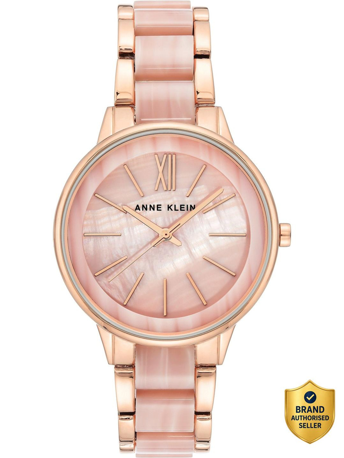 Anne Klein NDAK1412PKRG Anne Klein Pink MOP Dial Rose Gold & Pink PlasticStrap Analog Watch - For Women