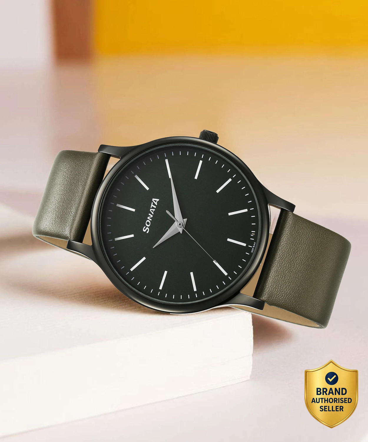 Sonata Aspire Green Dial Leather Strap Analog Watch for Men - Image 1