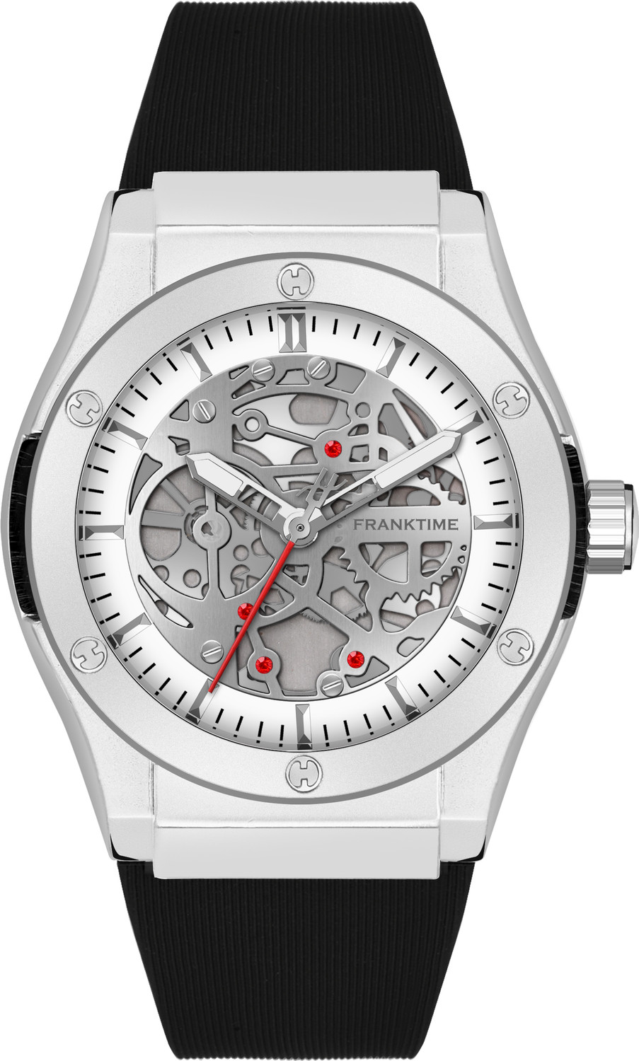 Image of FENlX Skeleton Dial Analog Men's Watch with Silicone Strap Analog Watch - For Men Fw - 109 ( Grey )