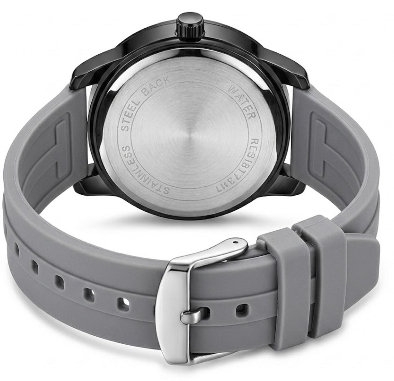Image of MAAN INTERNATIONAL Prime Collection Dual Dial Quartz Black Silicone Strap Analog Watch - For Men MI-DD-GREY-04
