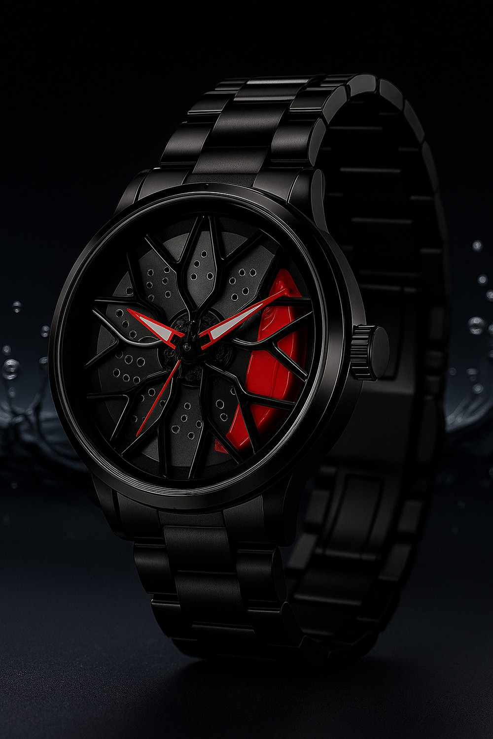 OneStopNow RICK_01 WHITE FLOWER Analog Watch - For Men & Women Luxury Black Stainless Steel Analog Men's Watch with Unique Spiner Web Dial - Image 1