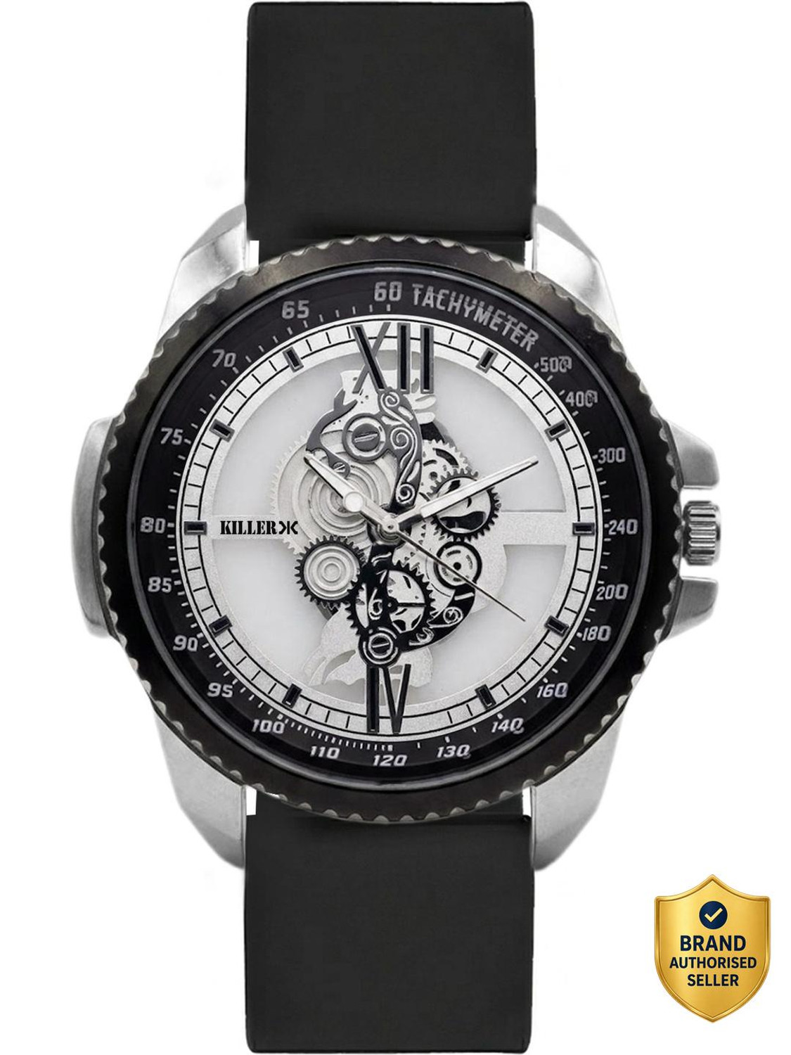 Image of KILLER Analog Watch - For Men | with Designer Skeleton Dial Silicone Strap | Stylish Casual Wear Wrist Watch