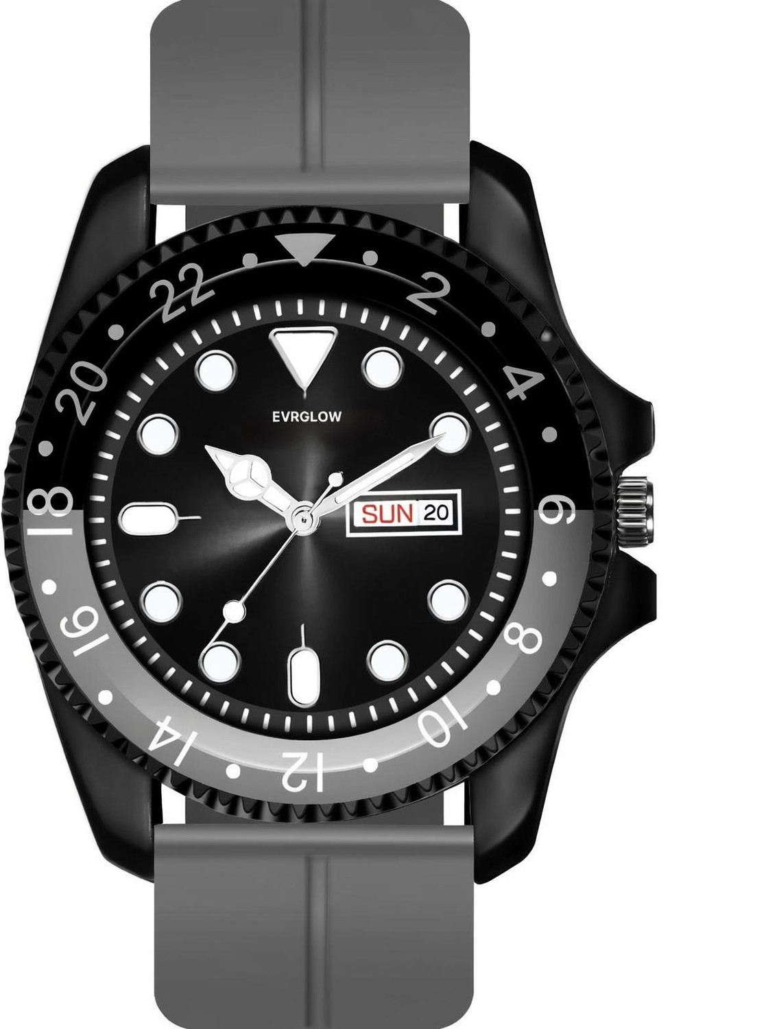 EVRGLOW Mens Silicone Watch with Date & Day Display - Image 1