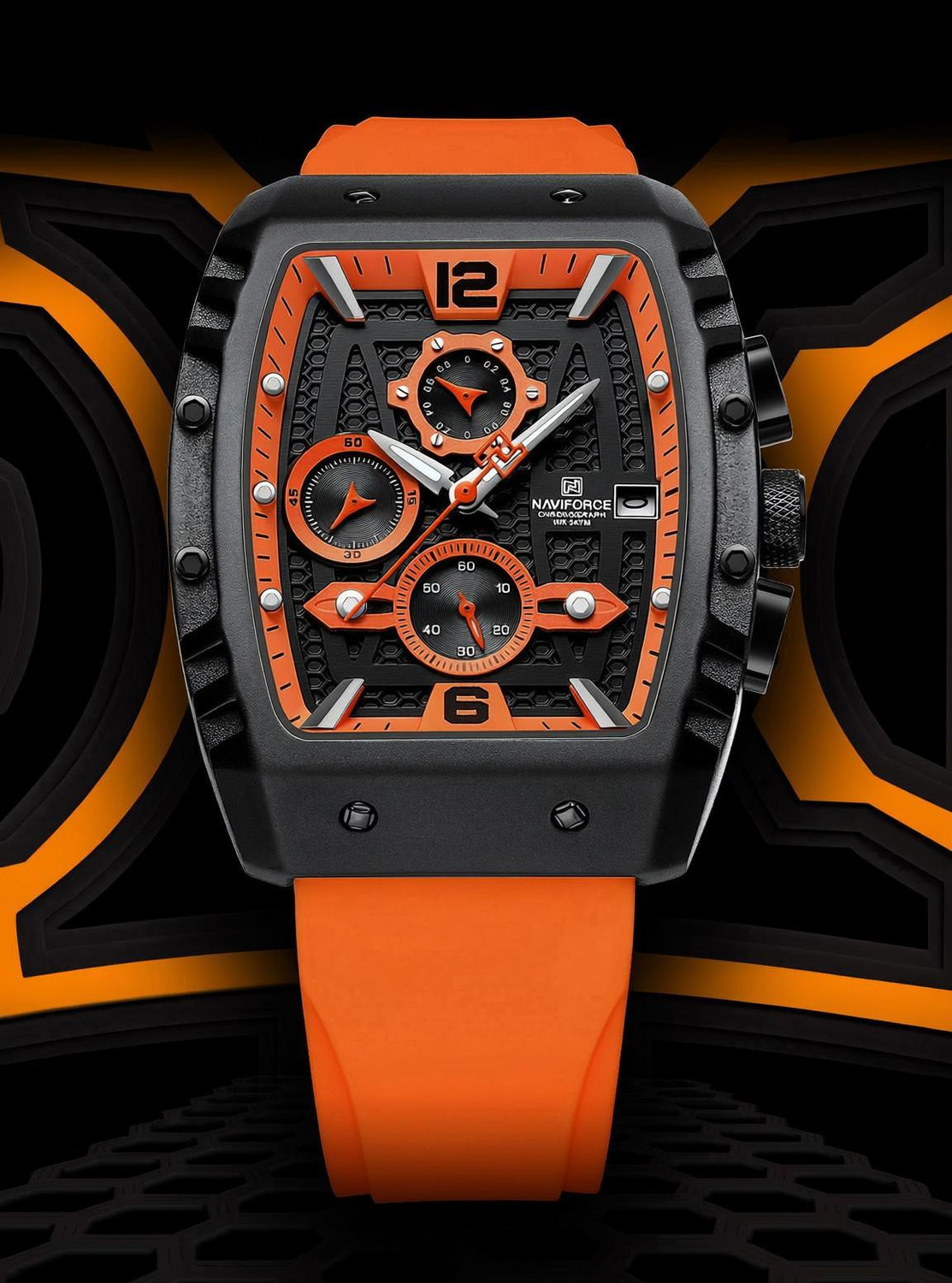 Naviforce 8025 Orange Chronograph Men's Watch - Image 1