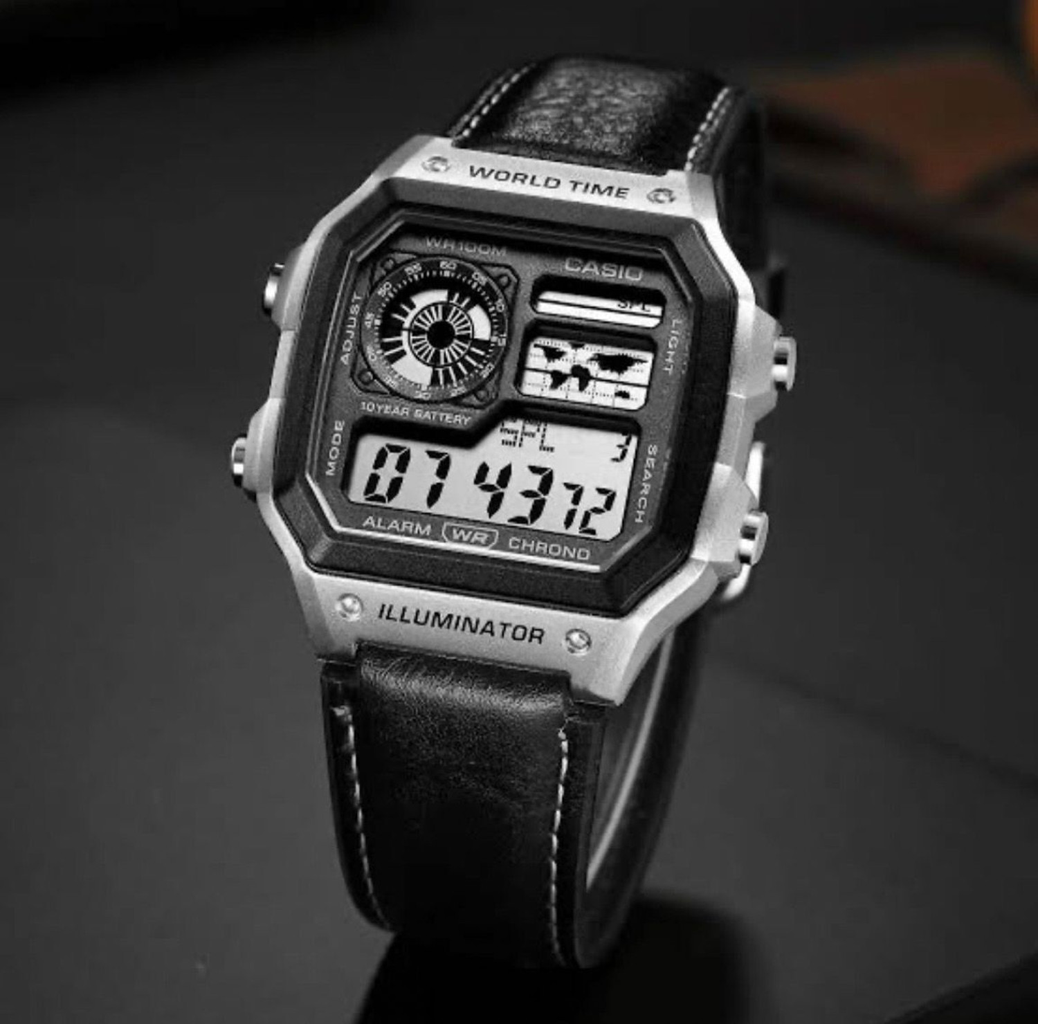 Image of sapre.pro Leather strap Analog-Digital Watch - For Men Watch Black /Silver
