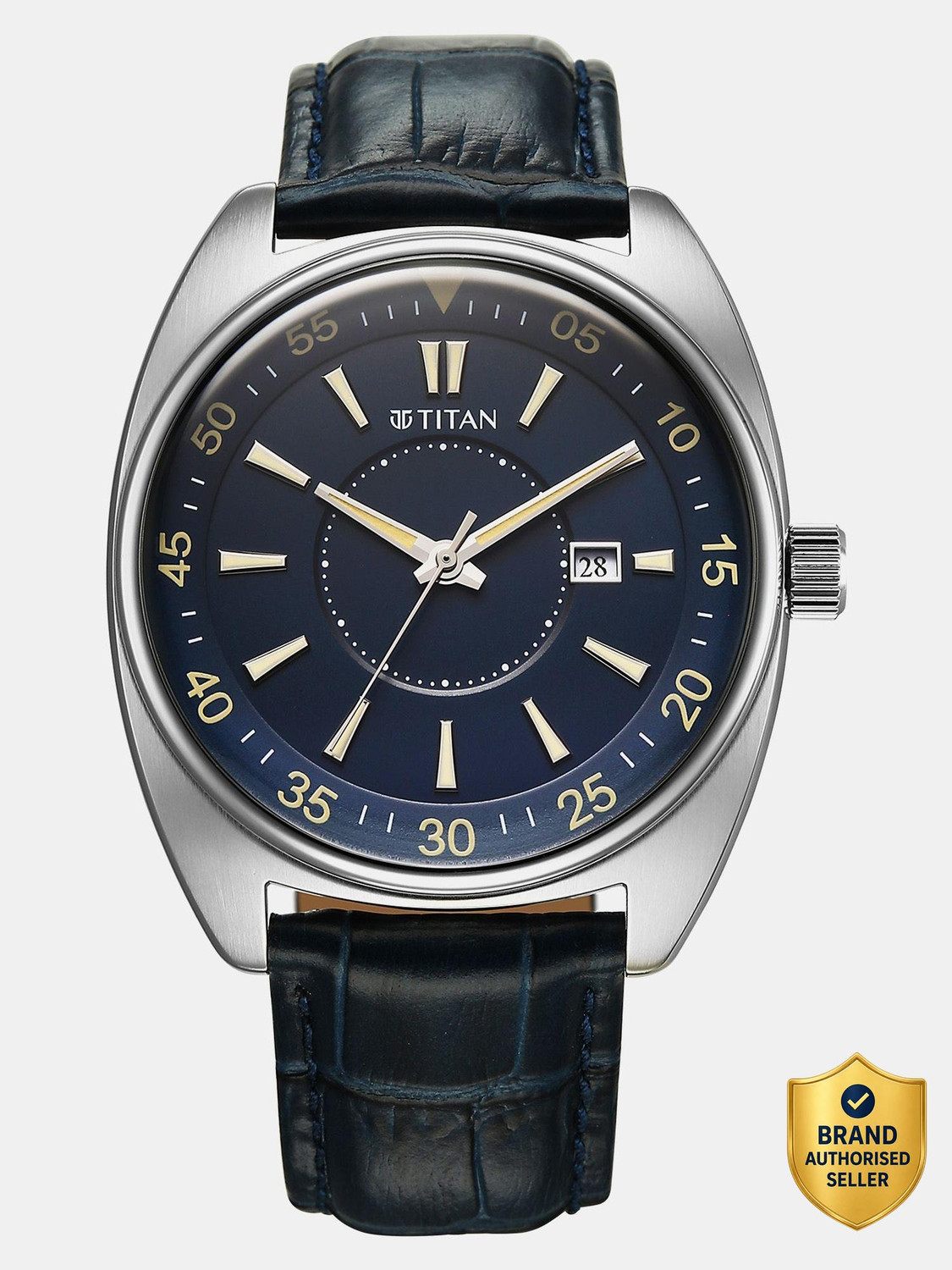 Image of Titan Phoenix Automatic Blue Dial Blue Leather Strap Analog Watch - For Men 90223QL01