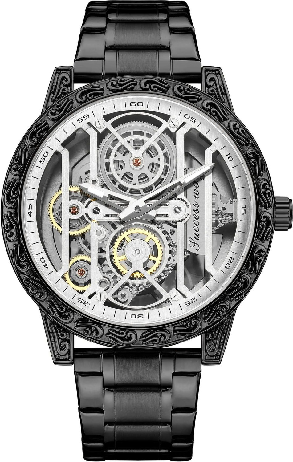 Image of FENlX Skeleton Dial Analog Men's Watch with Silicone Strap Analog Watch - For Men Fw - 109 ( Grey )