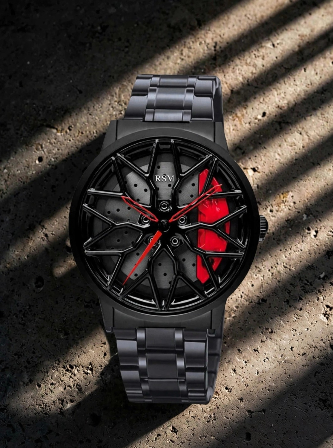 RSM Car Wheel Design Analog Watch for Men - Red - Image 1