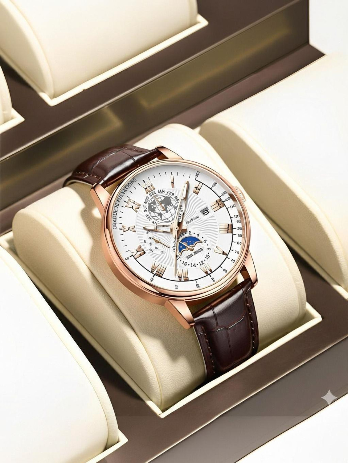 Image of Forum Analog Watch - For Men Chronograph Leather Watch