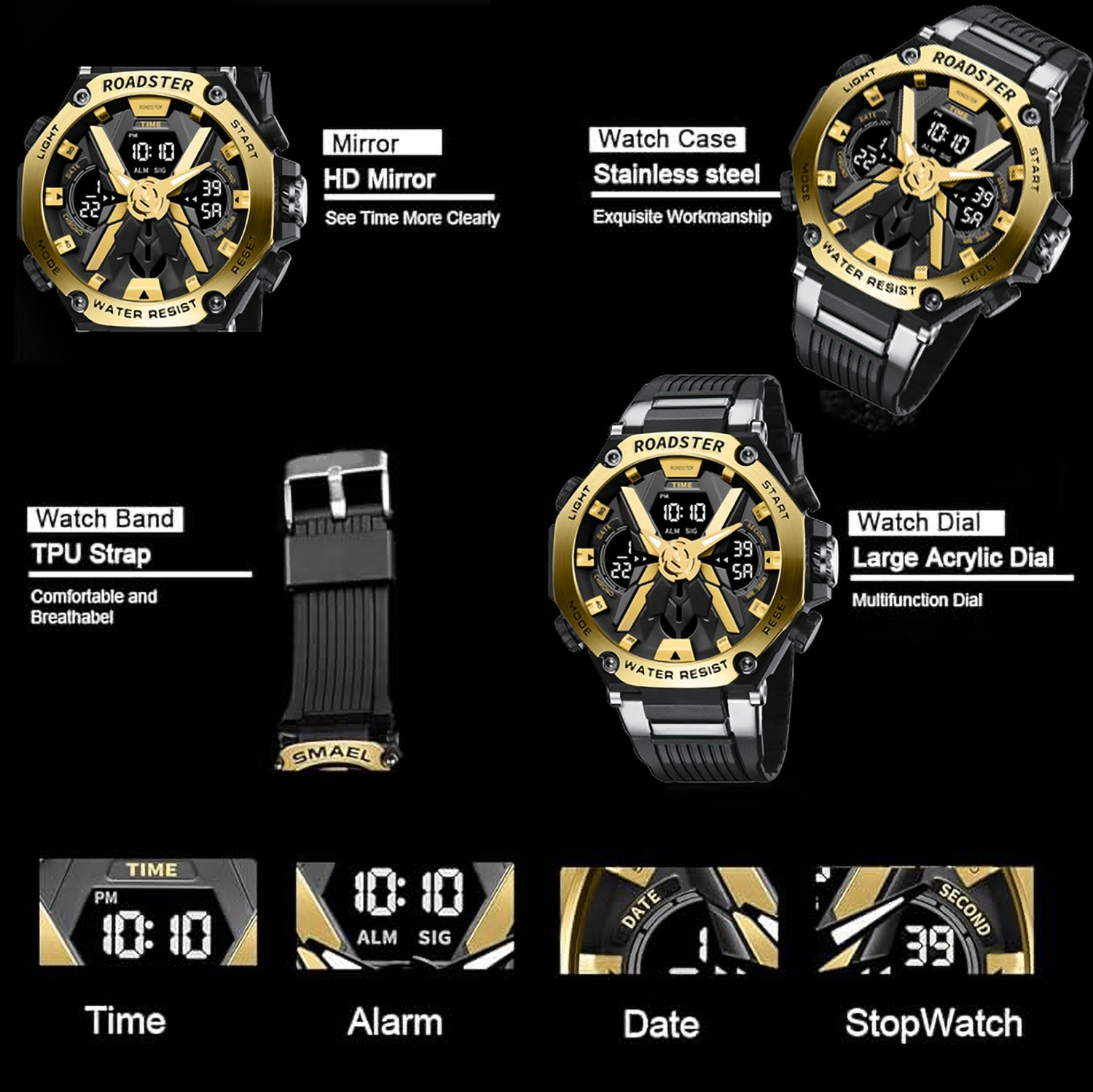 Image of Roadster Waterproof Multi-Functional Wrist Watch Analog-Digital Watch - For Men 8087