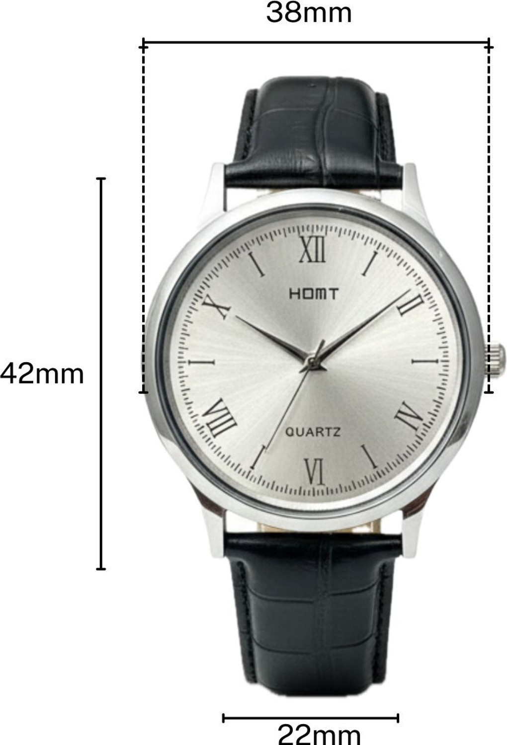 Image of homt Silver Dial Stainless Steel Black Strap Analog Watch - For Men T0043SL01 - 38mm #JustHere