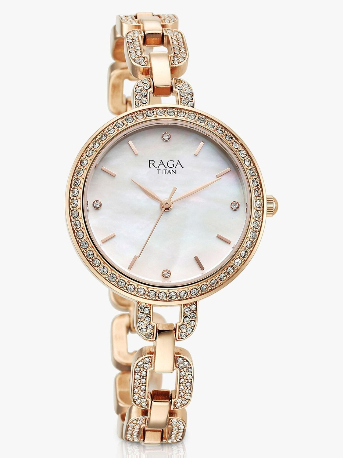 Titan Raga Showstopper White MOP Dial Rose Gold Metal Strap Analog - Image 1
