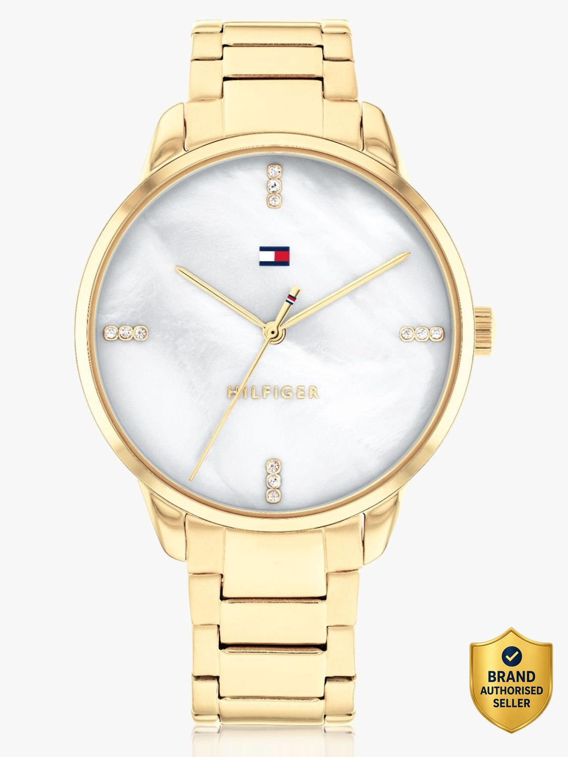 TOMMY HILFIGER Paige Tommy Hilfiger White MOP Dial Gold Stainless Steel Strap Analog Watch - For Women - Buy TOMMY HILFIGER Paige Tommy Hil deal on Flipkart