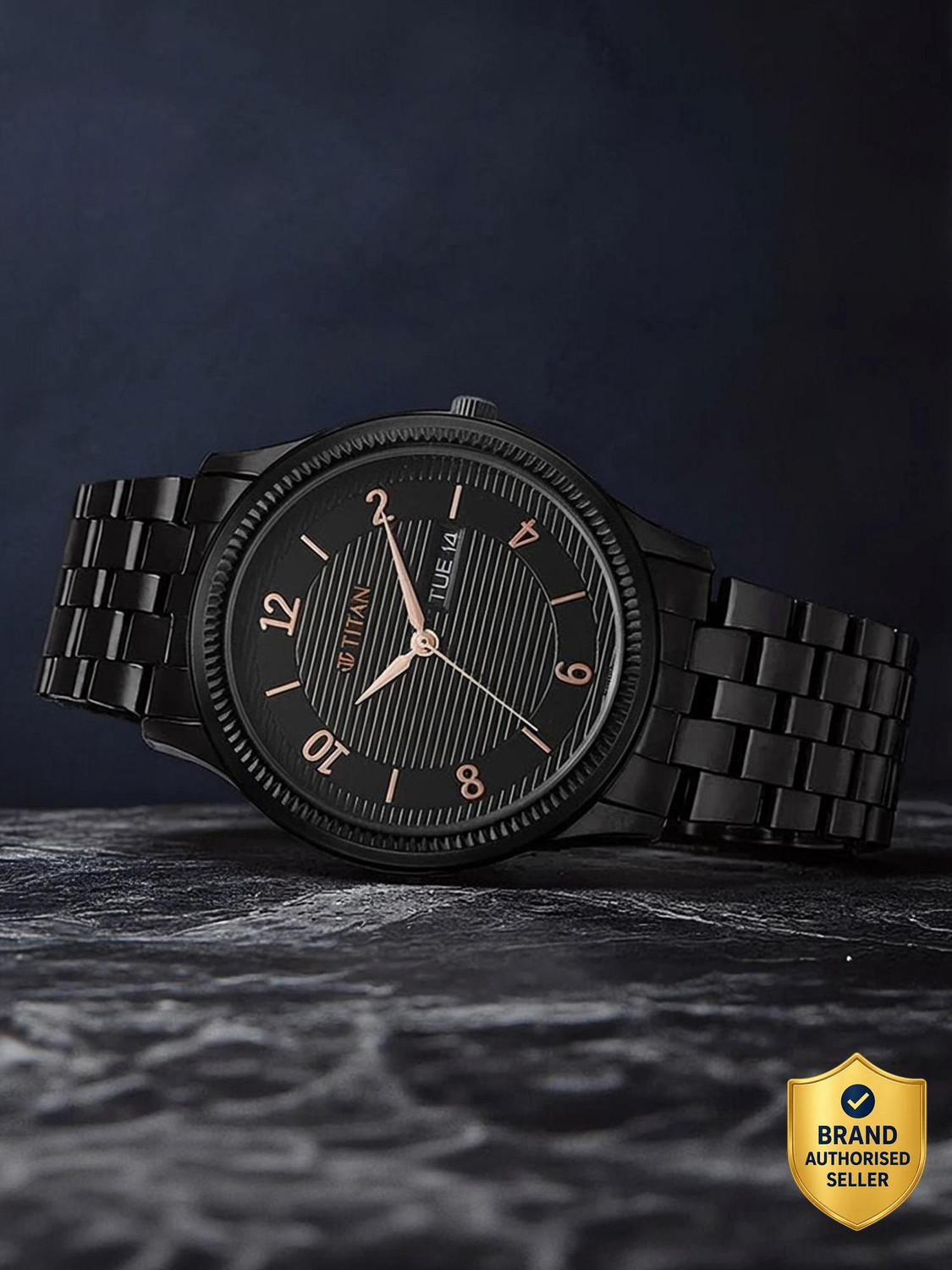 Titan Karishma Black Dial Black Stainless Steel Watch - Image 6