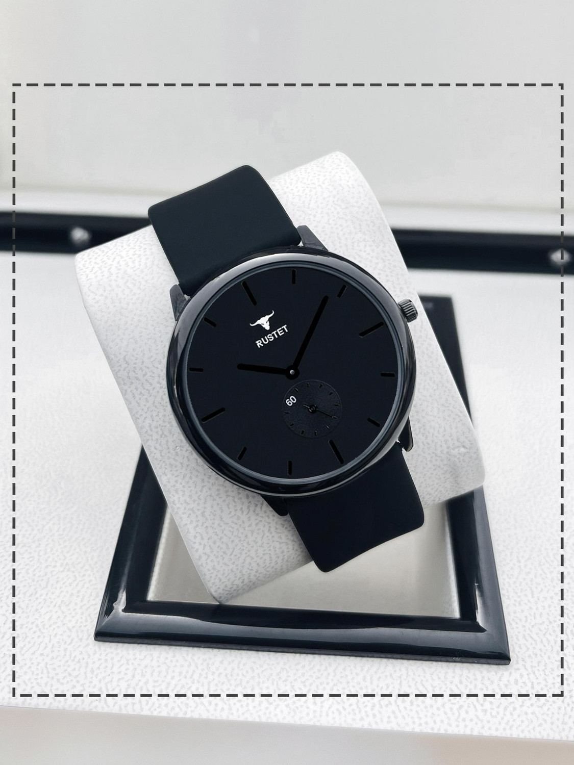 RUSTET Silicone Strap Analog Watch - For Men 9185 Classy Look Black Dial Chronograph Watch For Men's - Image 1