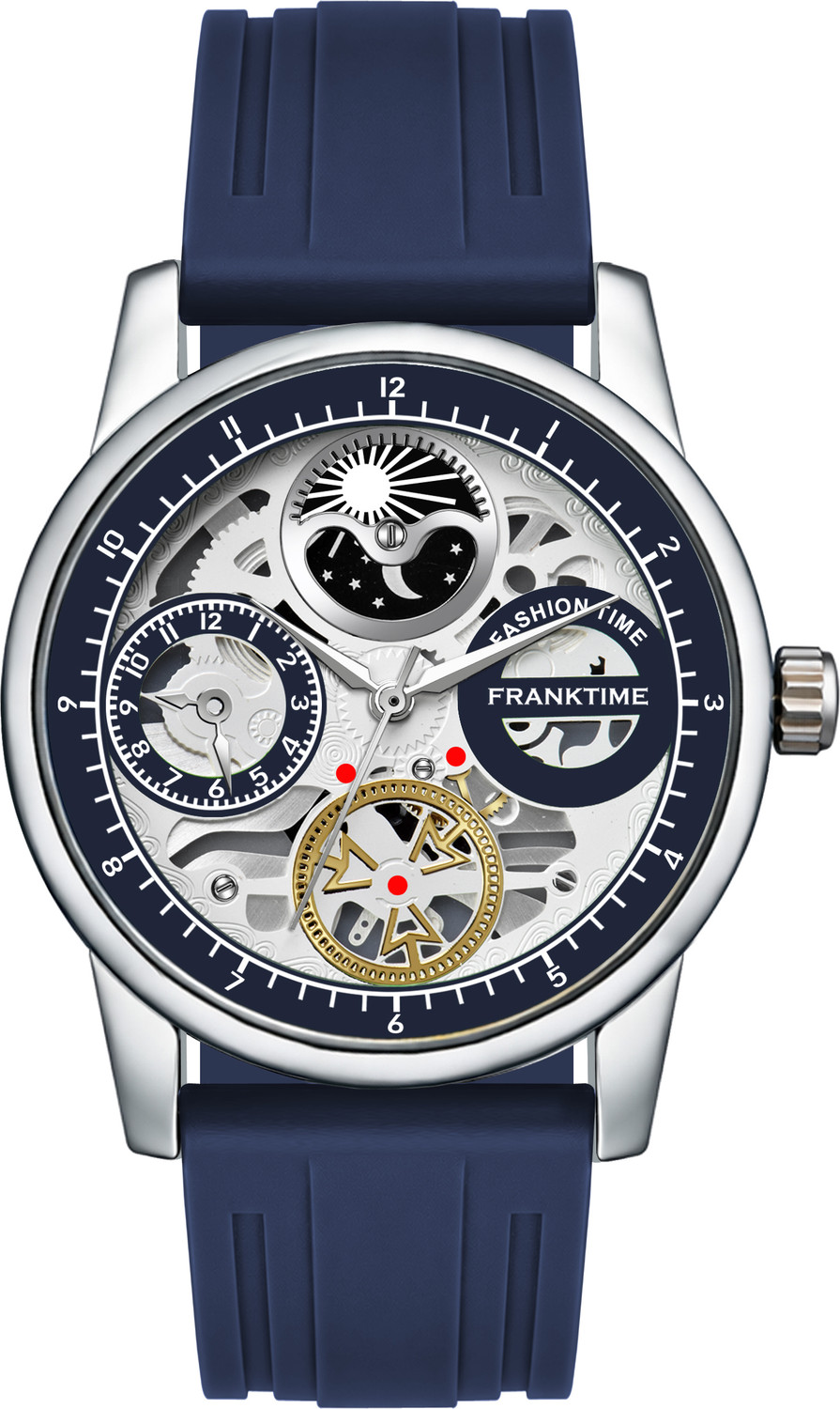 FRANKTIME Mens Wrist Watch | Premium Silicon Strap | Quartz Movement | Casual & Formal Analog Watch - For Men FT-0069 BLU - Image 1