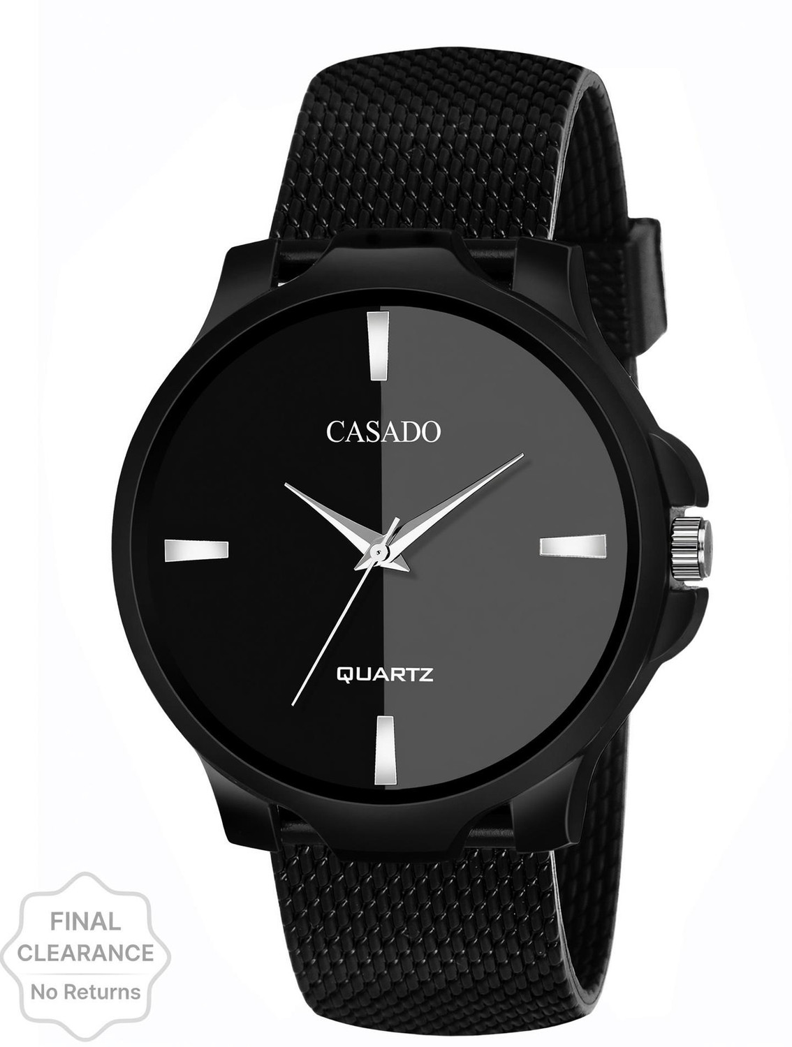CASADO All Black Mesh Silicone Strap with Superior Dual Tone Dial Water Resistant Quartz Boys Series All Black Mesh Silicone Strap with Superior…