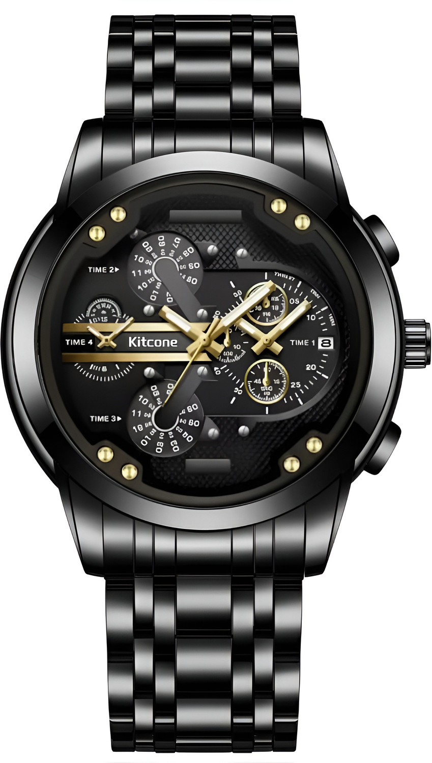 Image of Kitcone Analog Watch - For Men MENS WATCHES WATCHES FOR MENS LATEST STYLISH GOLDEN METAL DIAMOND STUDDED -dmj1