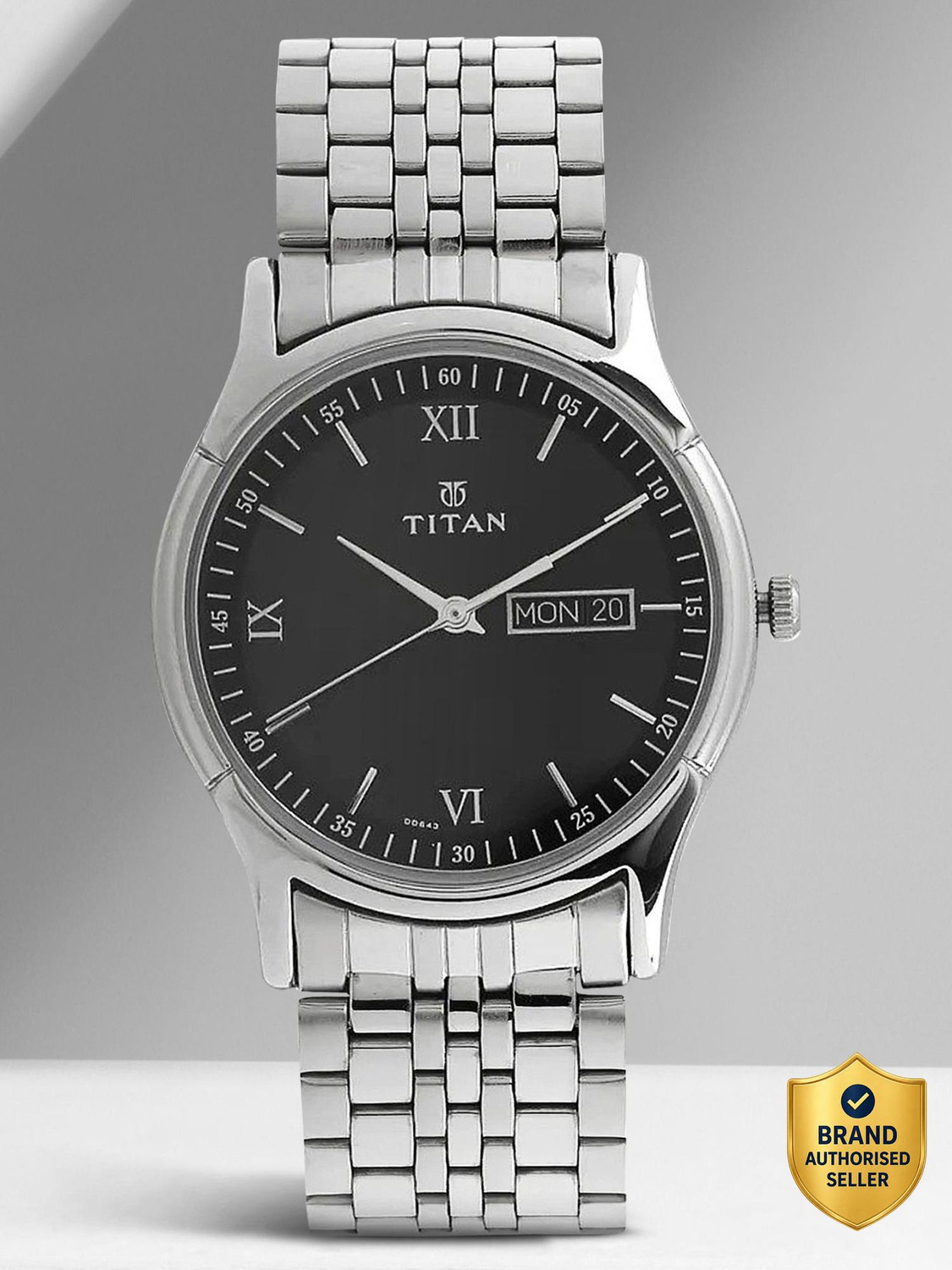 Titan Karishma Black Dial Silver Strap Men's Watch - Image 1