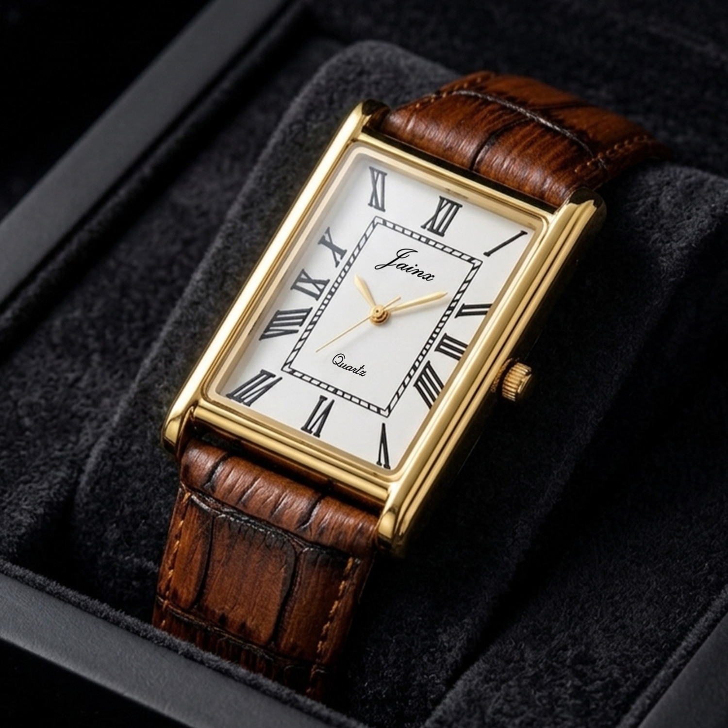 JAINX Men's Brown Leather Strap Analog Watch JM7266 - Image 1
