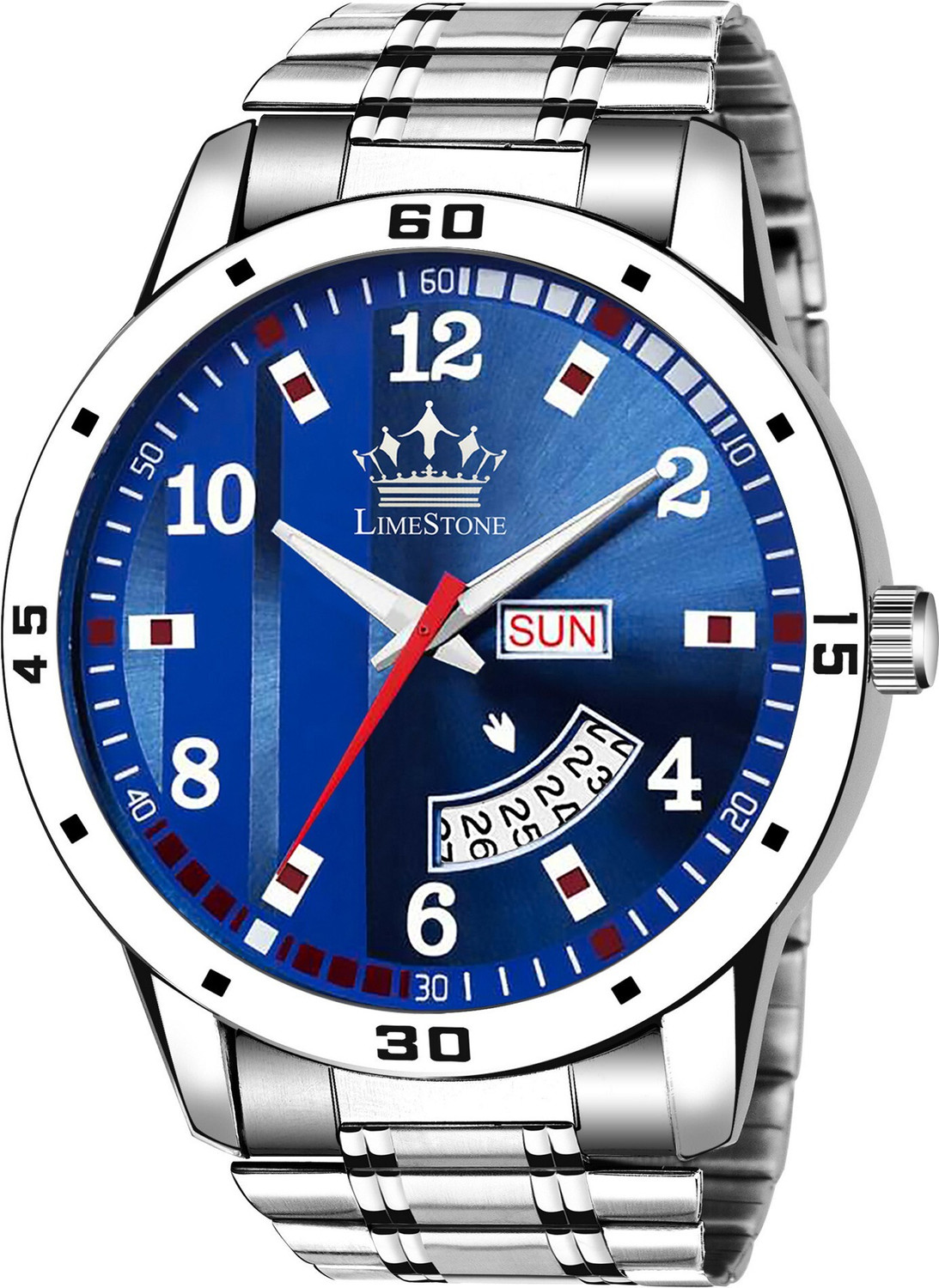 Image of LIMESTONE Day and Date Functioning Stainless Steel Quartz Analog Watch - For Men