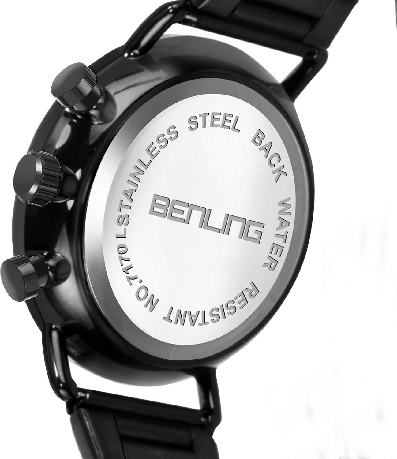 Image of Benling Ion Plating Stainless Steel Chain Formal | Casual | Party Watch for Boys & Men Analog Watch - For Men BL-1033-GRY-WYT-BLK Chronograph Date Display Watch 38.7MM Dial