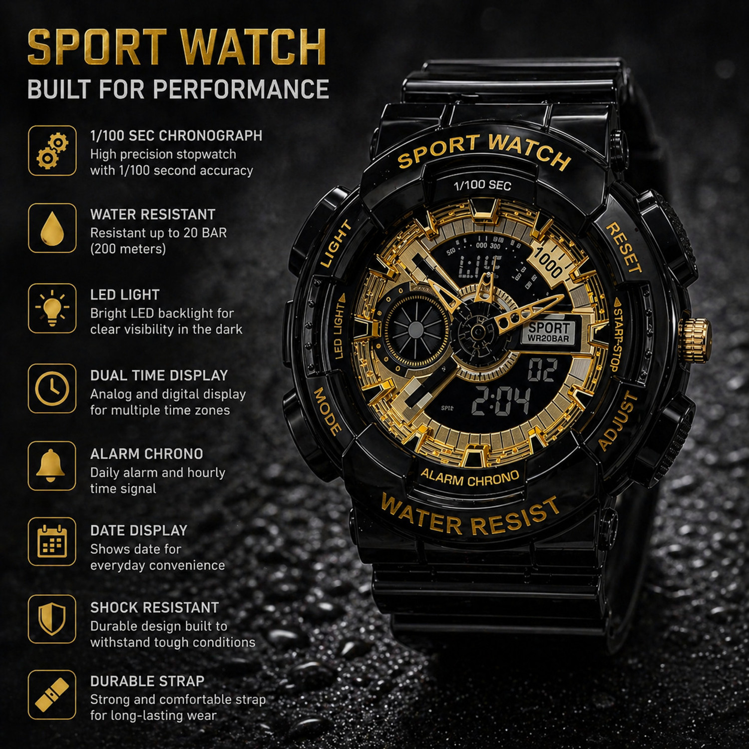 Image of Luxerio Analog-Digital Watch - For Men Sport Heavy