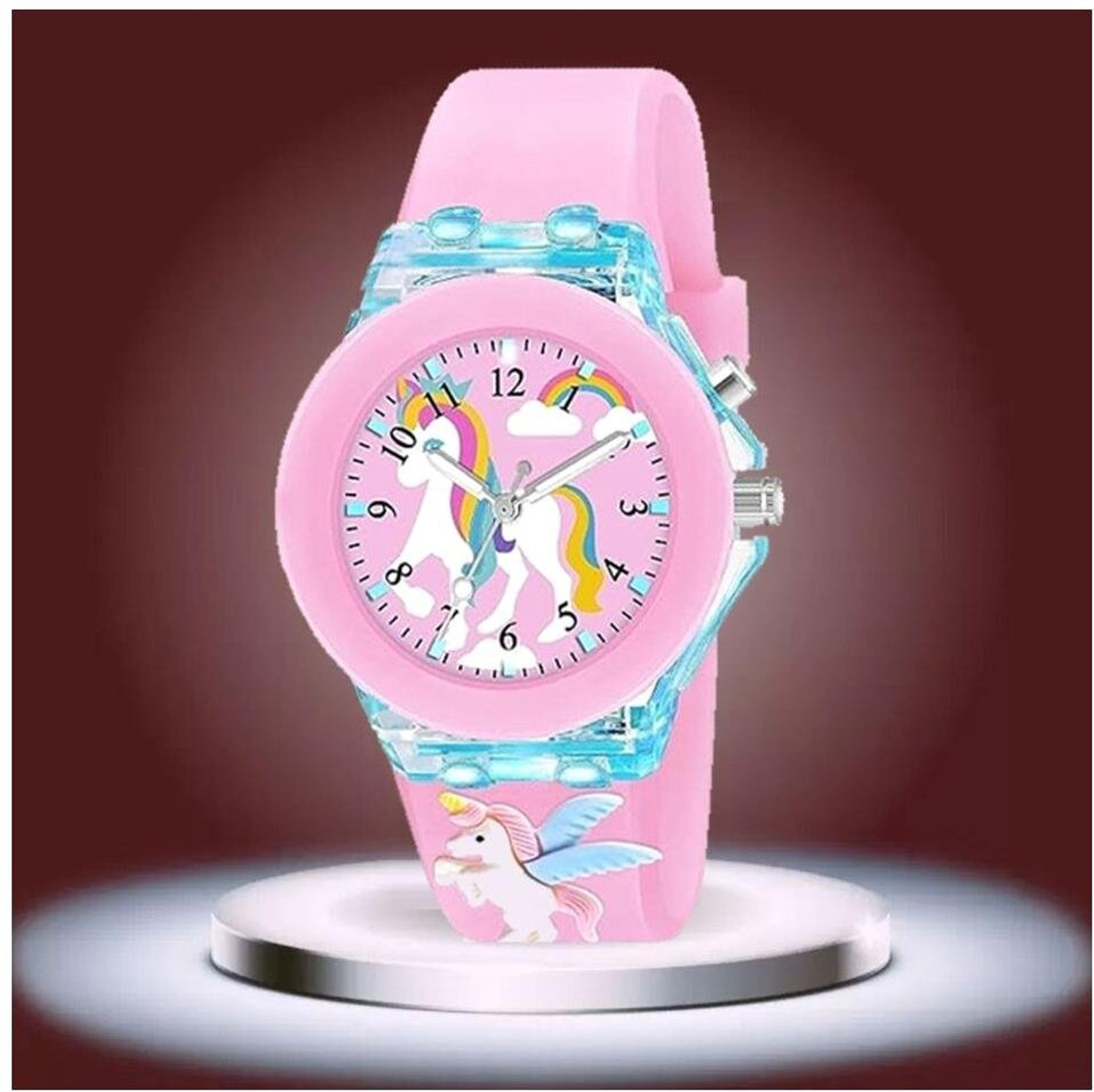 Image of MAAN INTERNATIONAL Kids Butterfly Fantasy Cartoon LED Light Purple Silicone Strap Analog Watch - For Boys & Girls BF-PURPLE