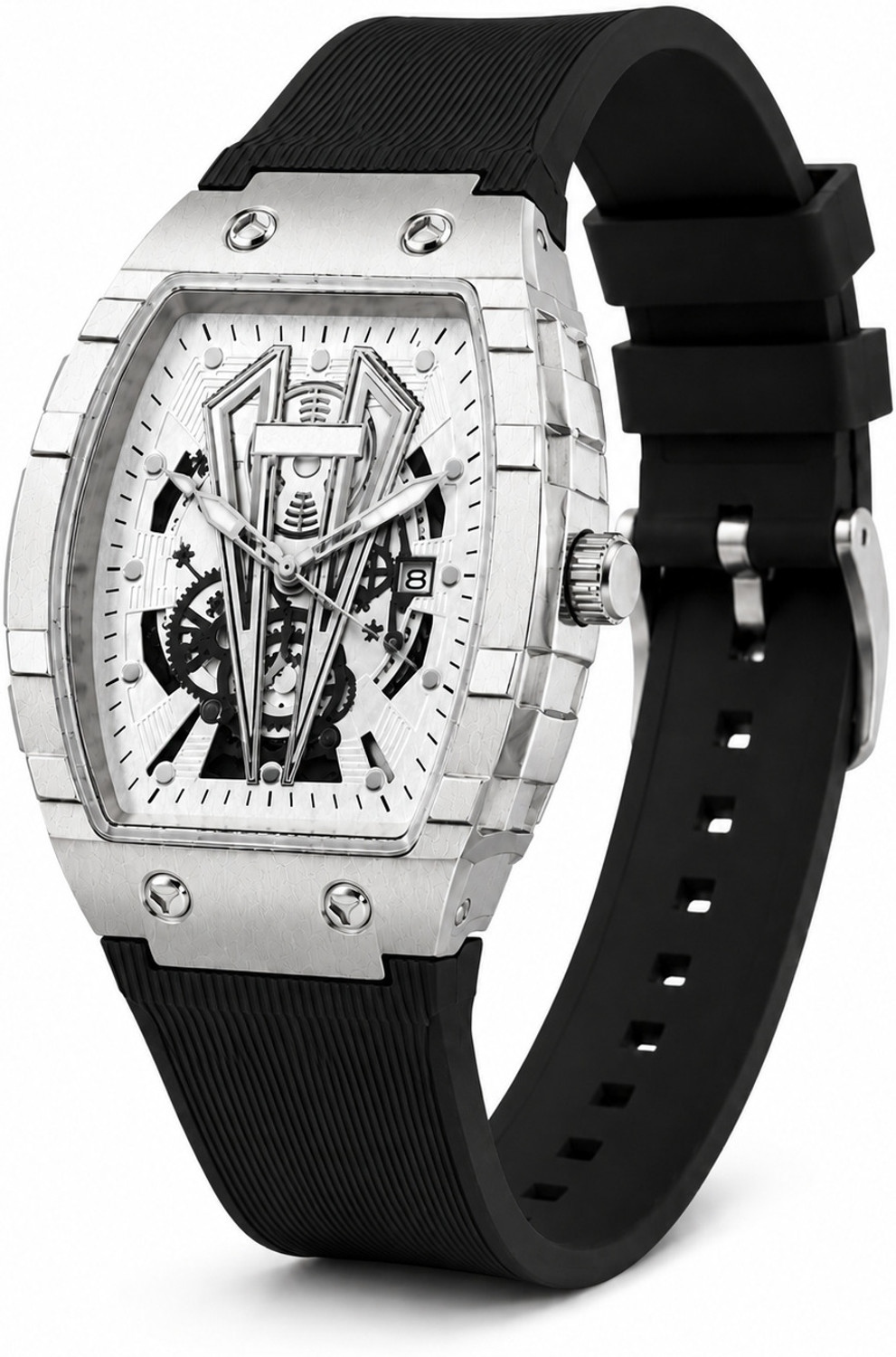 K&K Premium Skeleton Silver Men's Watch - Image 6