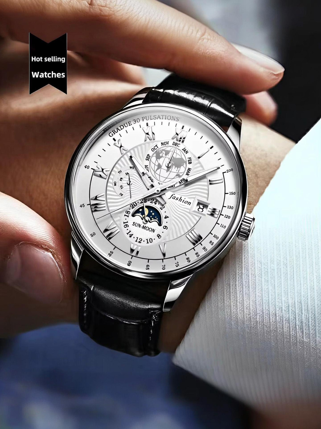 Image of Forum Analog Watch - For Men Chronograph Leather Watch