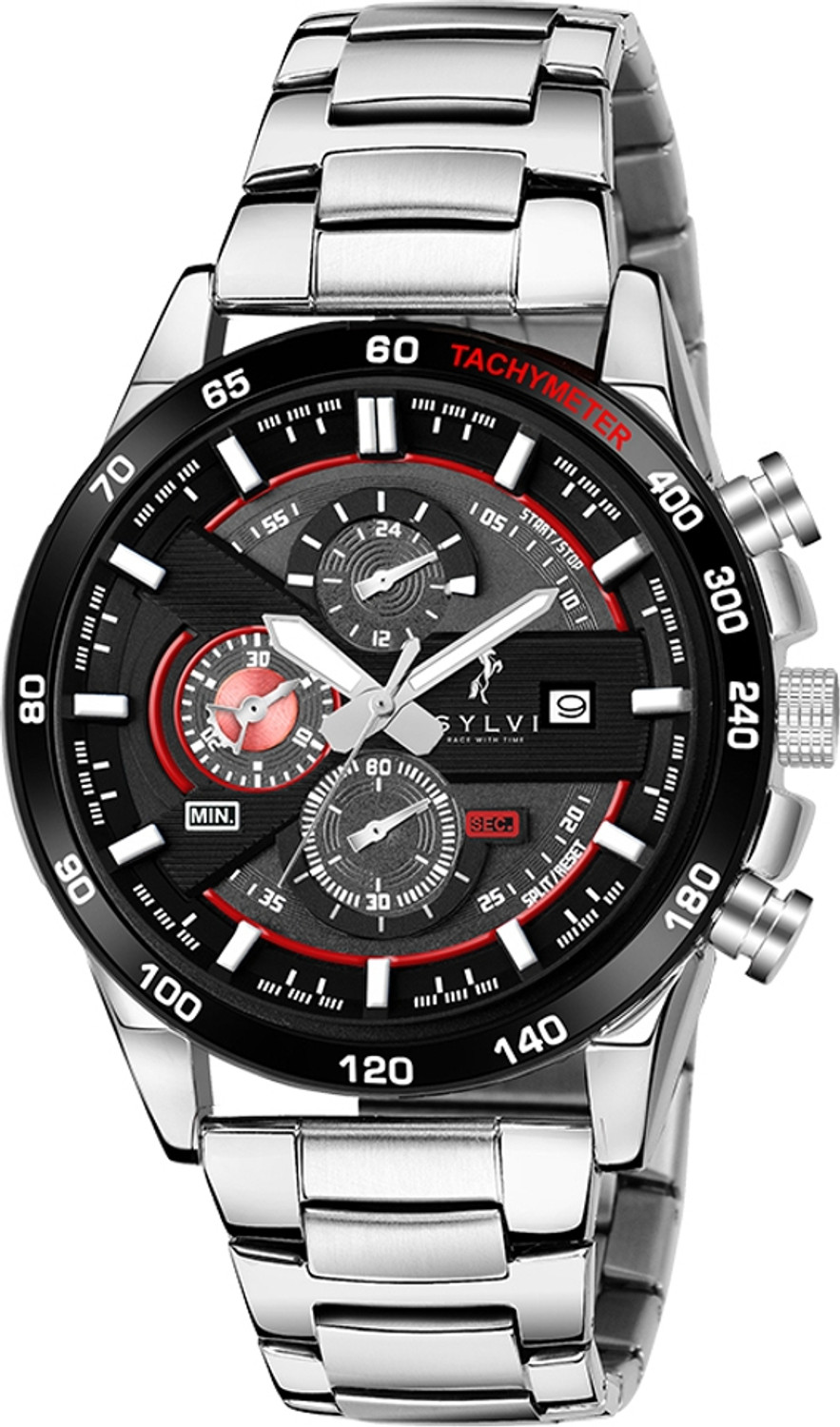 Image of Sylvi Analog Watch - For Men Automatic Black Stainless Steel Strap Watch for Men