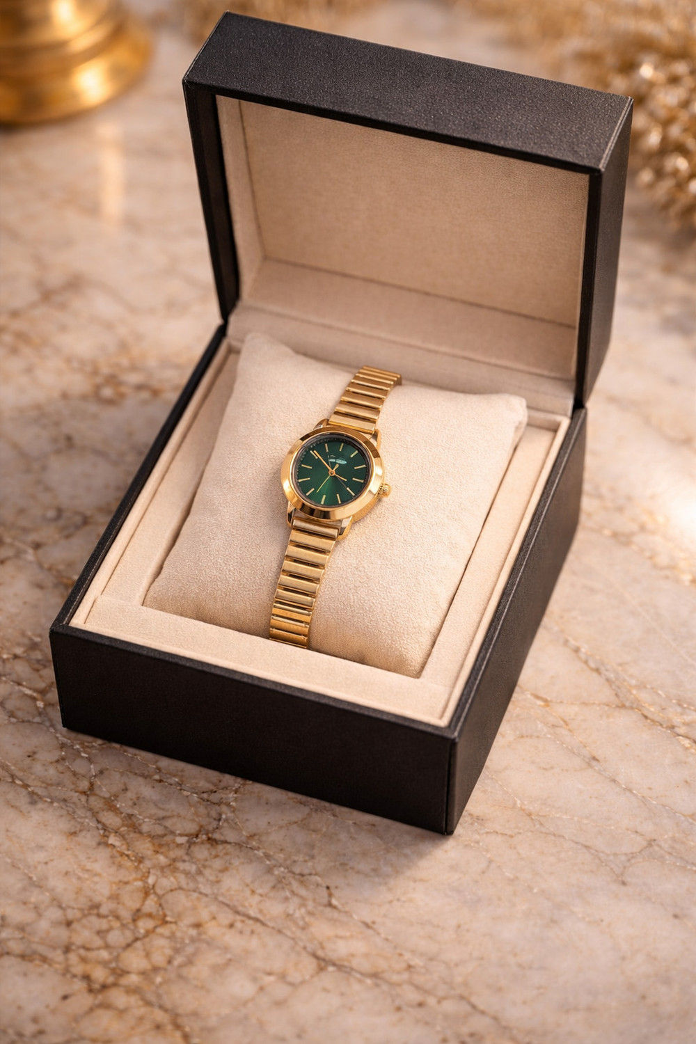 Image of TheHotPickz Vintage Watch Analog Watch - For Women Vintage Gold Chain Strap Women's Watch with Green Dial