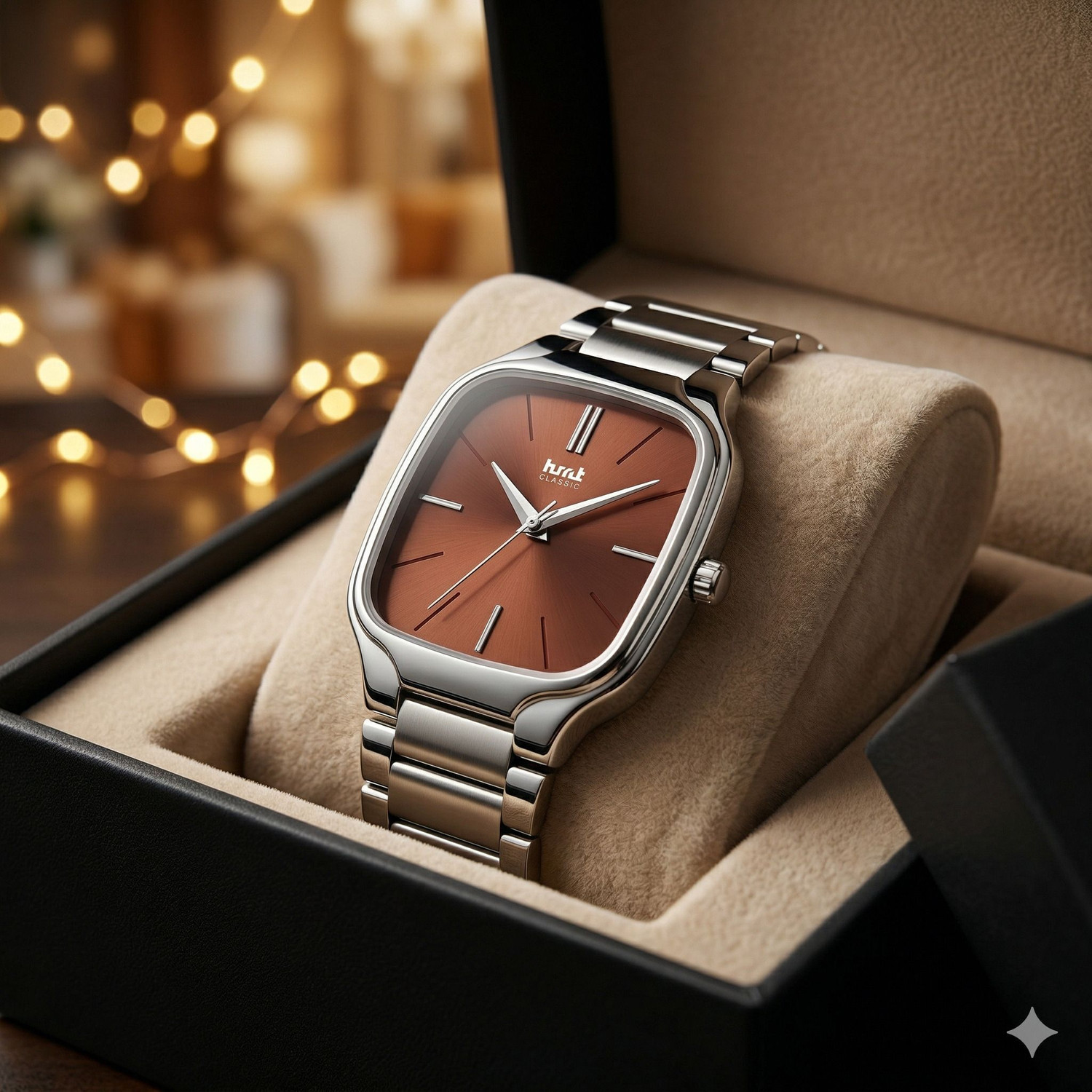 Image of hmt QUARTZ Plain Square Original Silver Plated For Boys Analog Watch - For Men 440 Silver Dial 2 Tone Chain