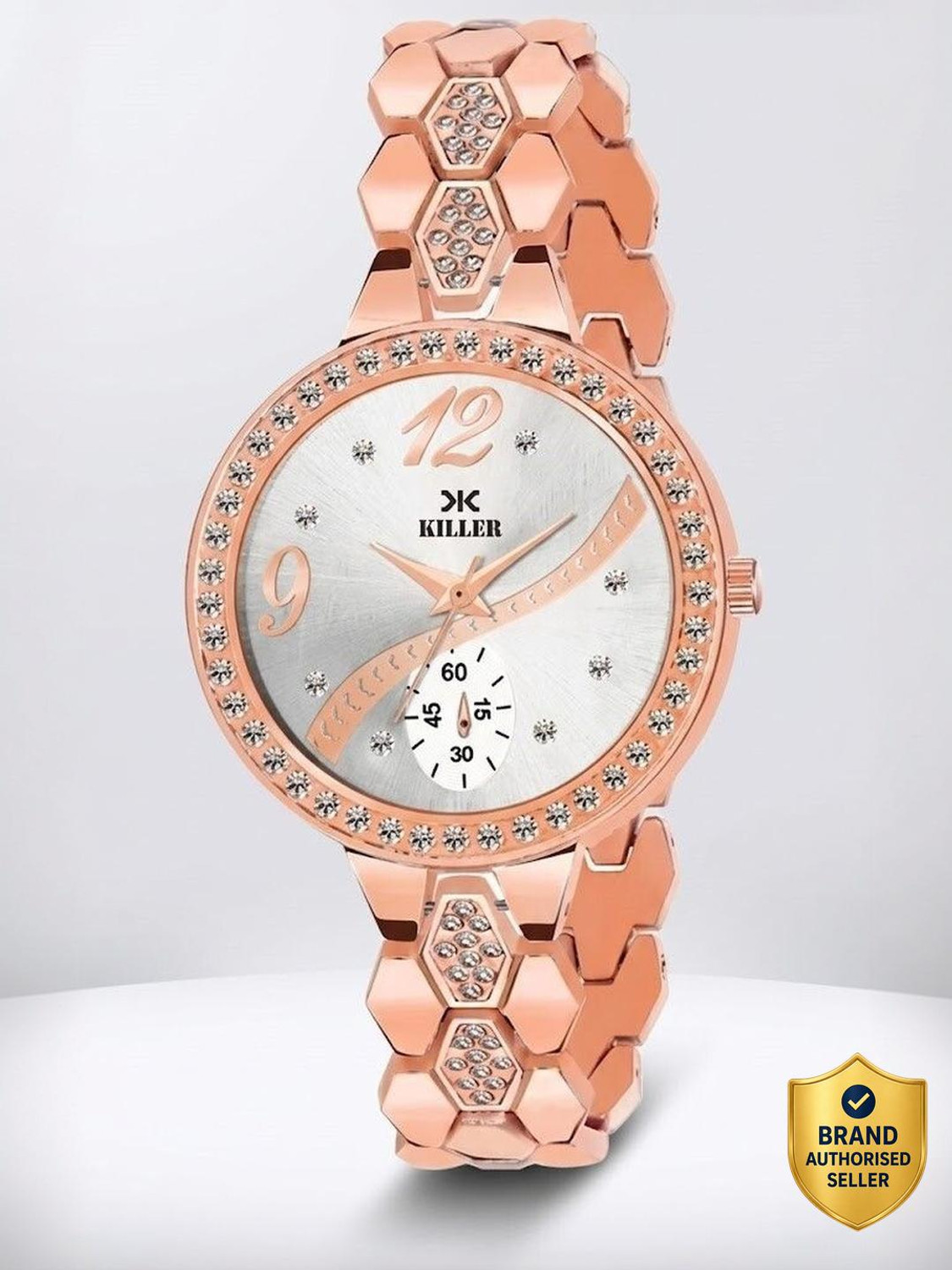 Image of KILLER Capsul Shape Rose gold watch03 Analog Watch - For Women Women Copper Analogue Watch with Emerald Green Oval Dial